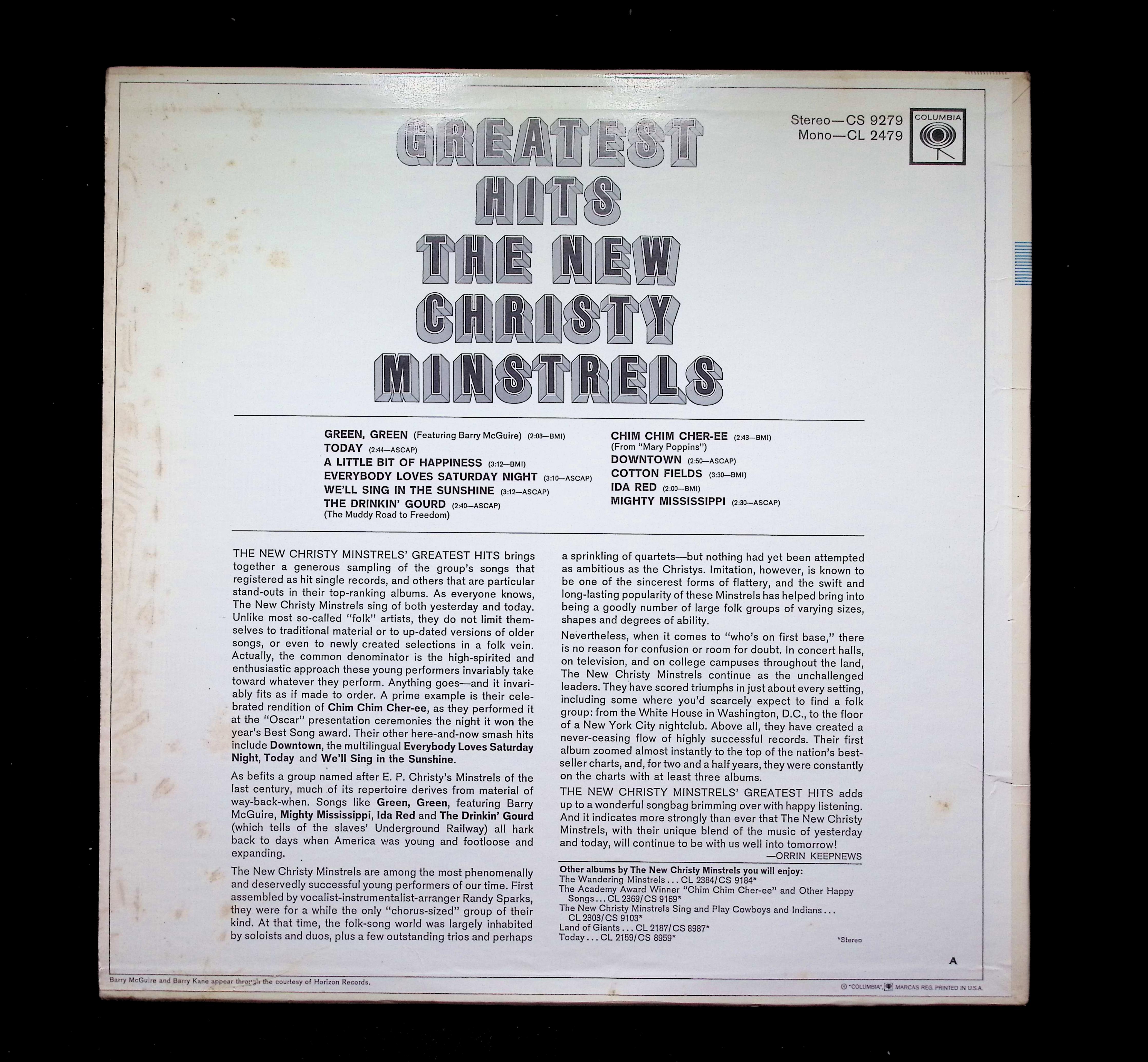 The New Christy Minstrels Greatest Hits LP 1966 Columbia Folk — image 2