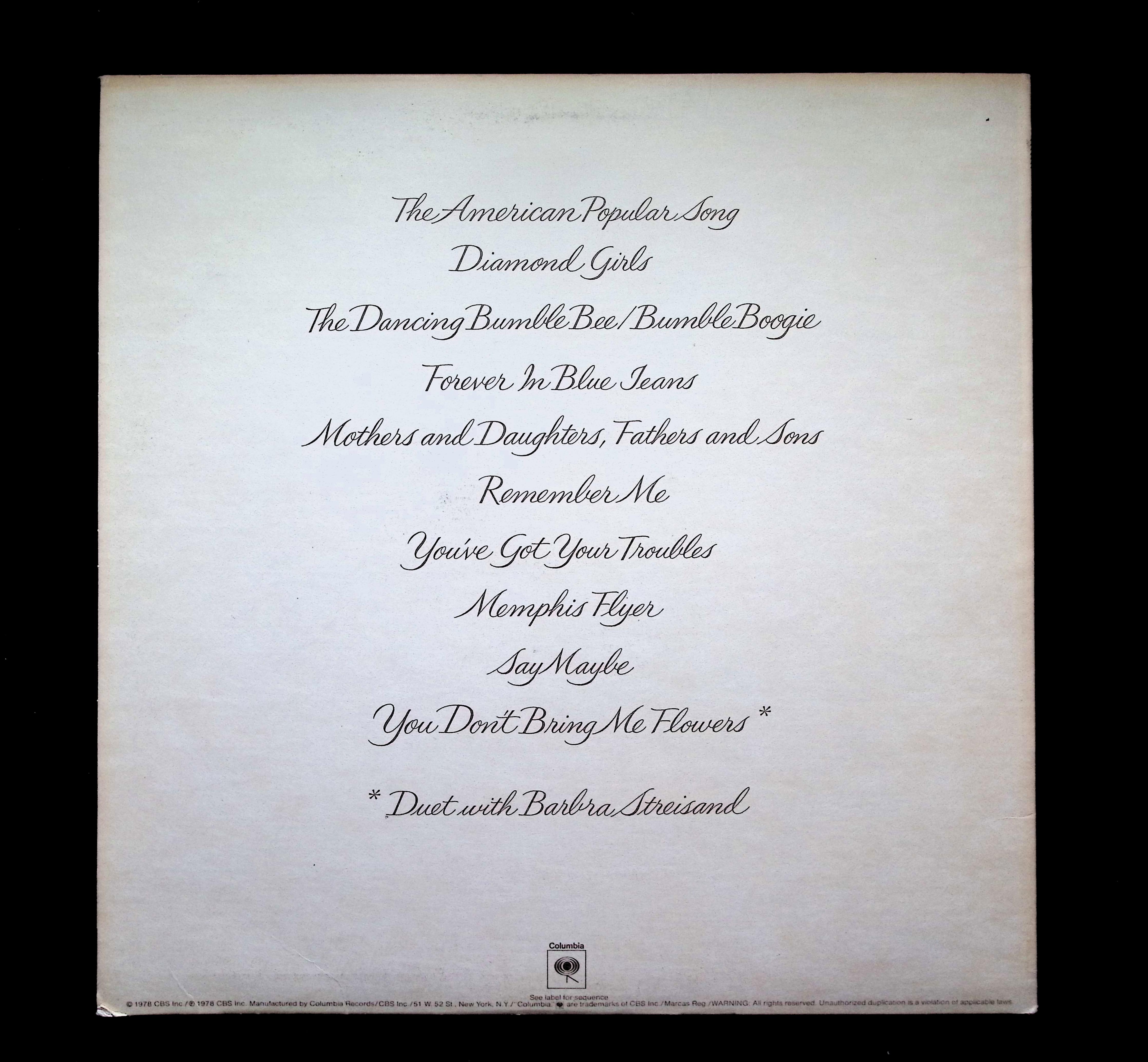 Neil Diamond You Don't Bring Me Flowers LP 1978 Columbia Rock — image 2