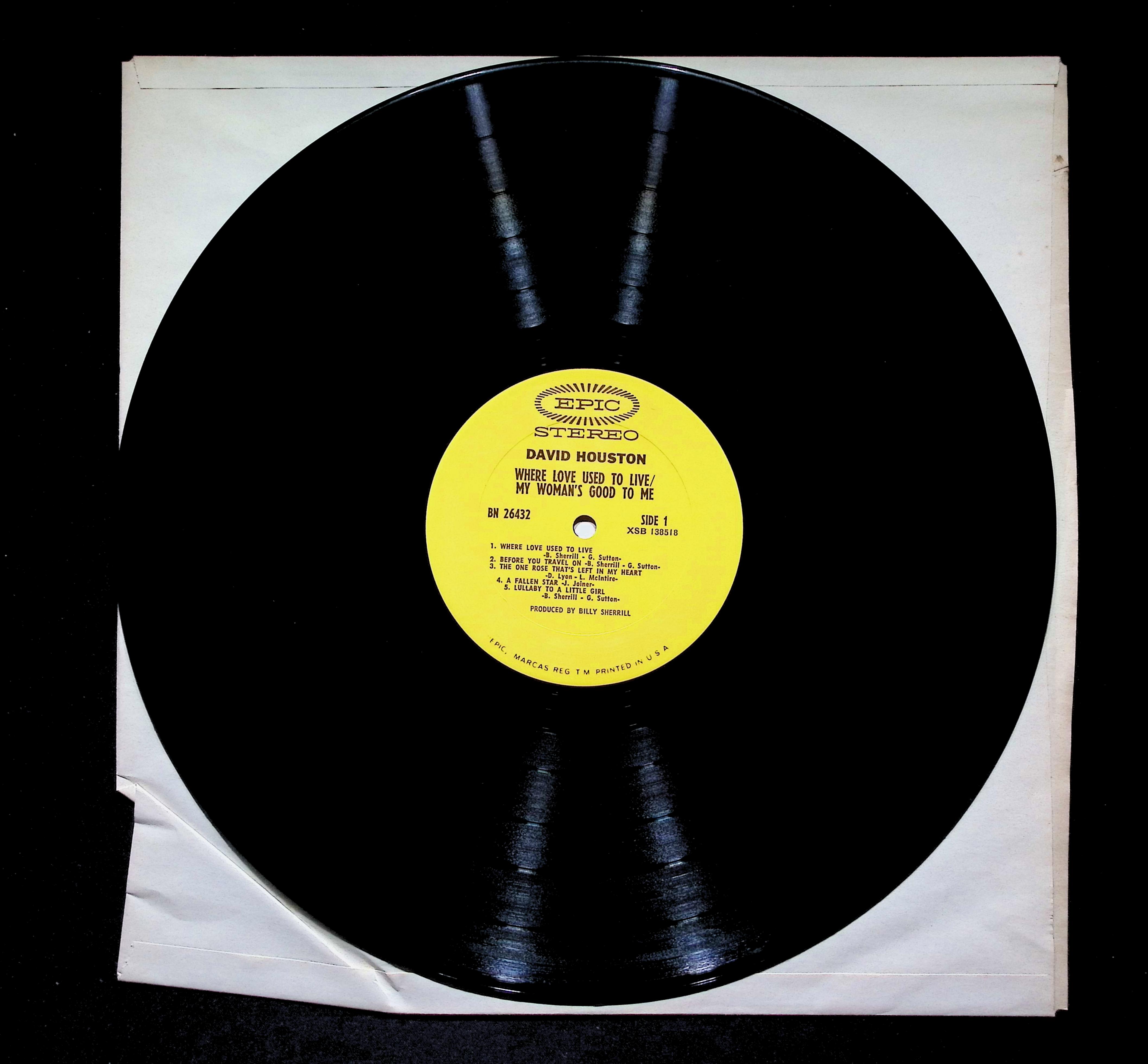 David Houston Where Love Used To Live LP 1969 Epic Country — image 5