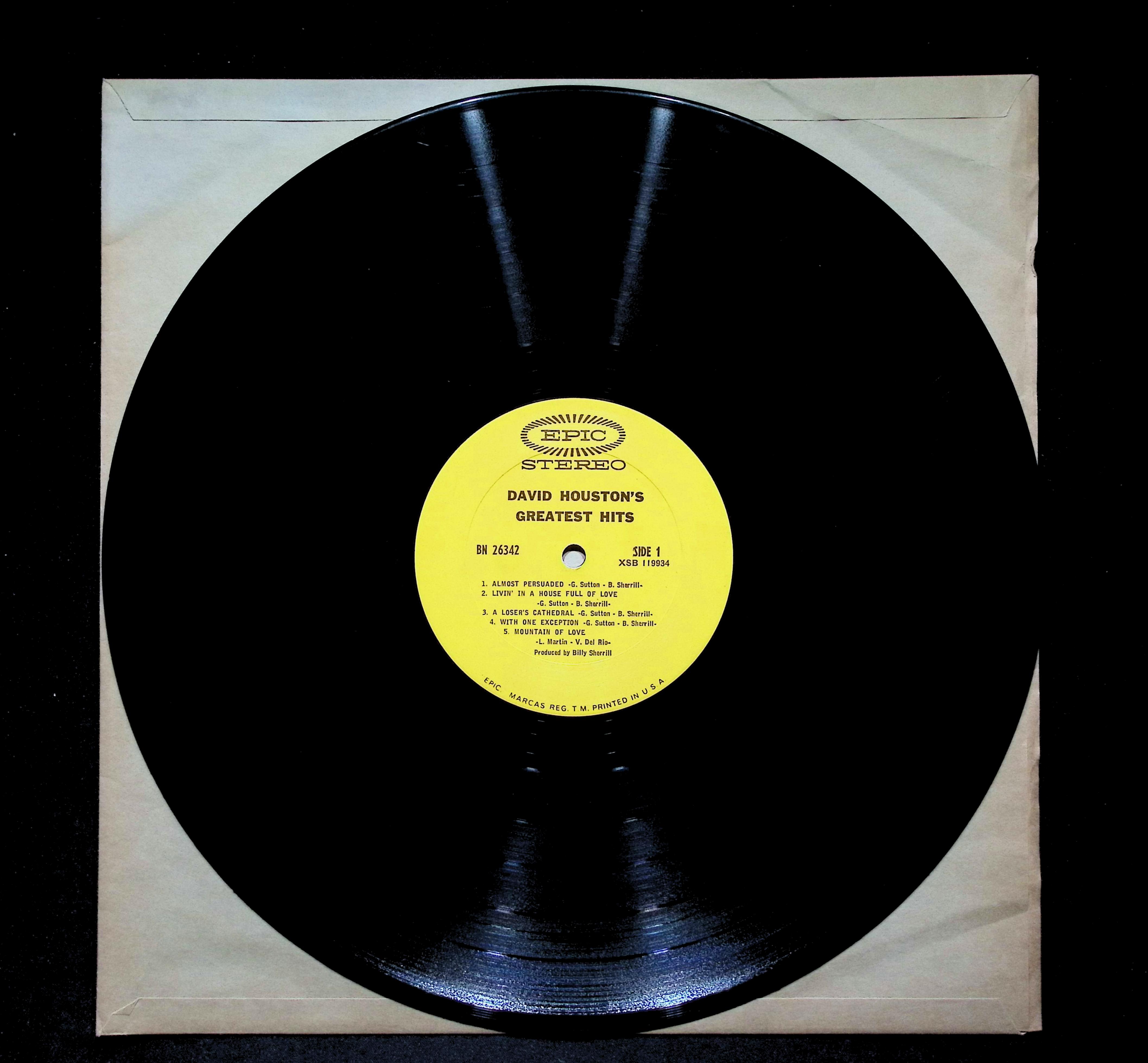 David Houston Greatest Hits LP 1968 Epic Country — image 4