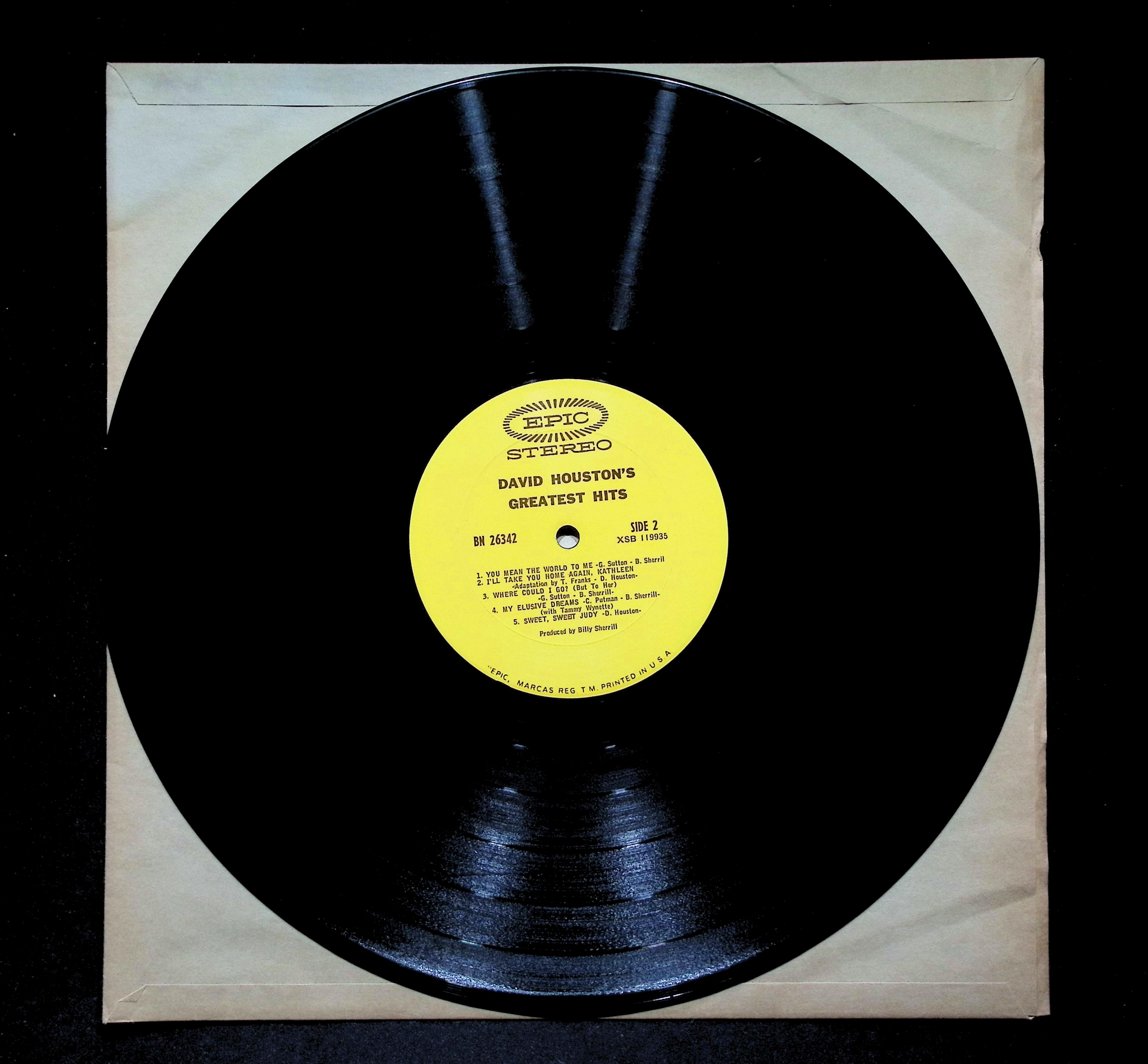 David Houston Greatest Hits LP 1968 Epic Country — image 5