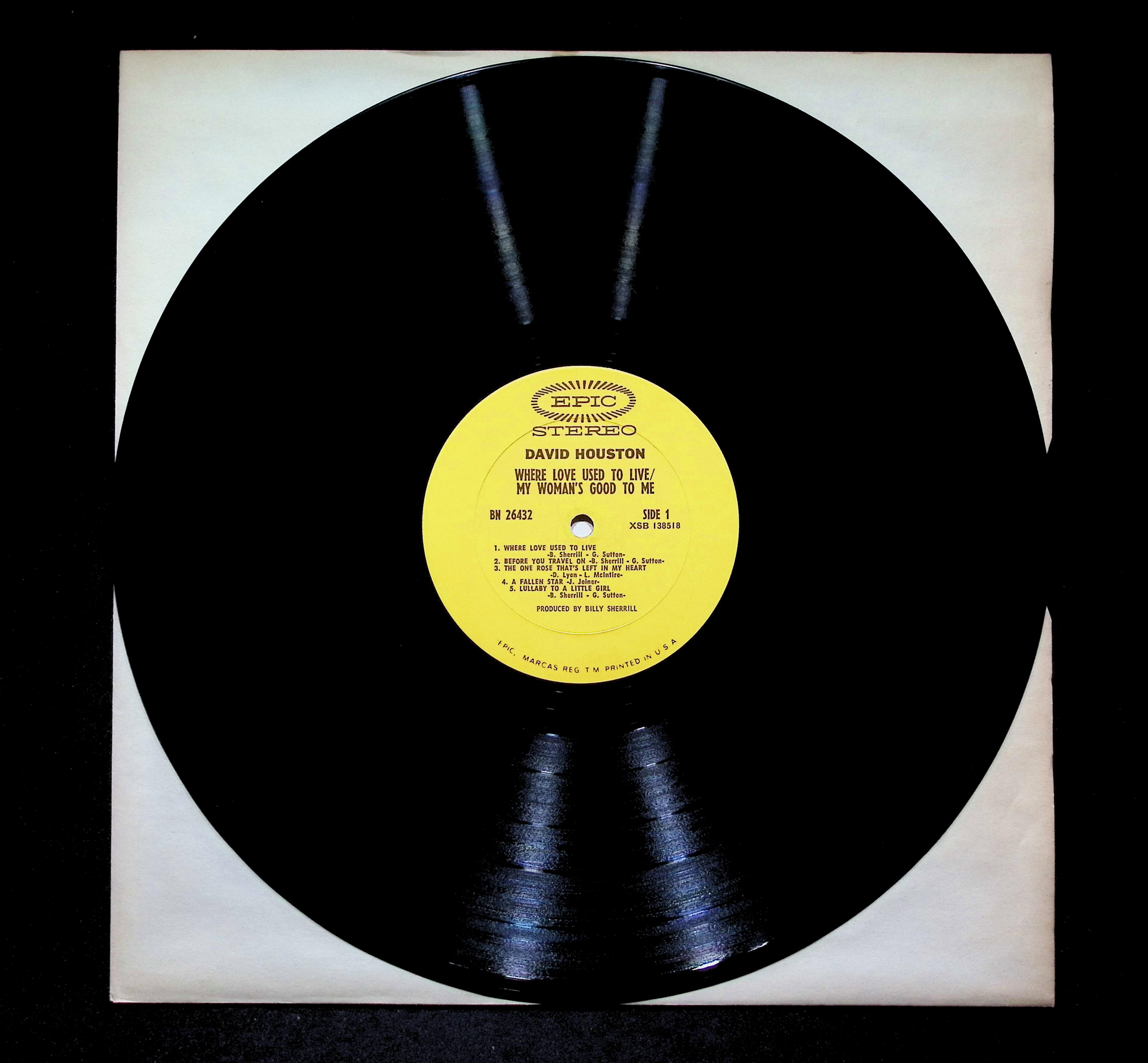 David Houston Where Love Used To Live LP 1969 Epic Country — image 4