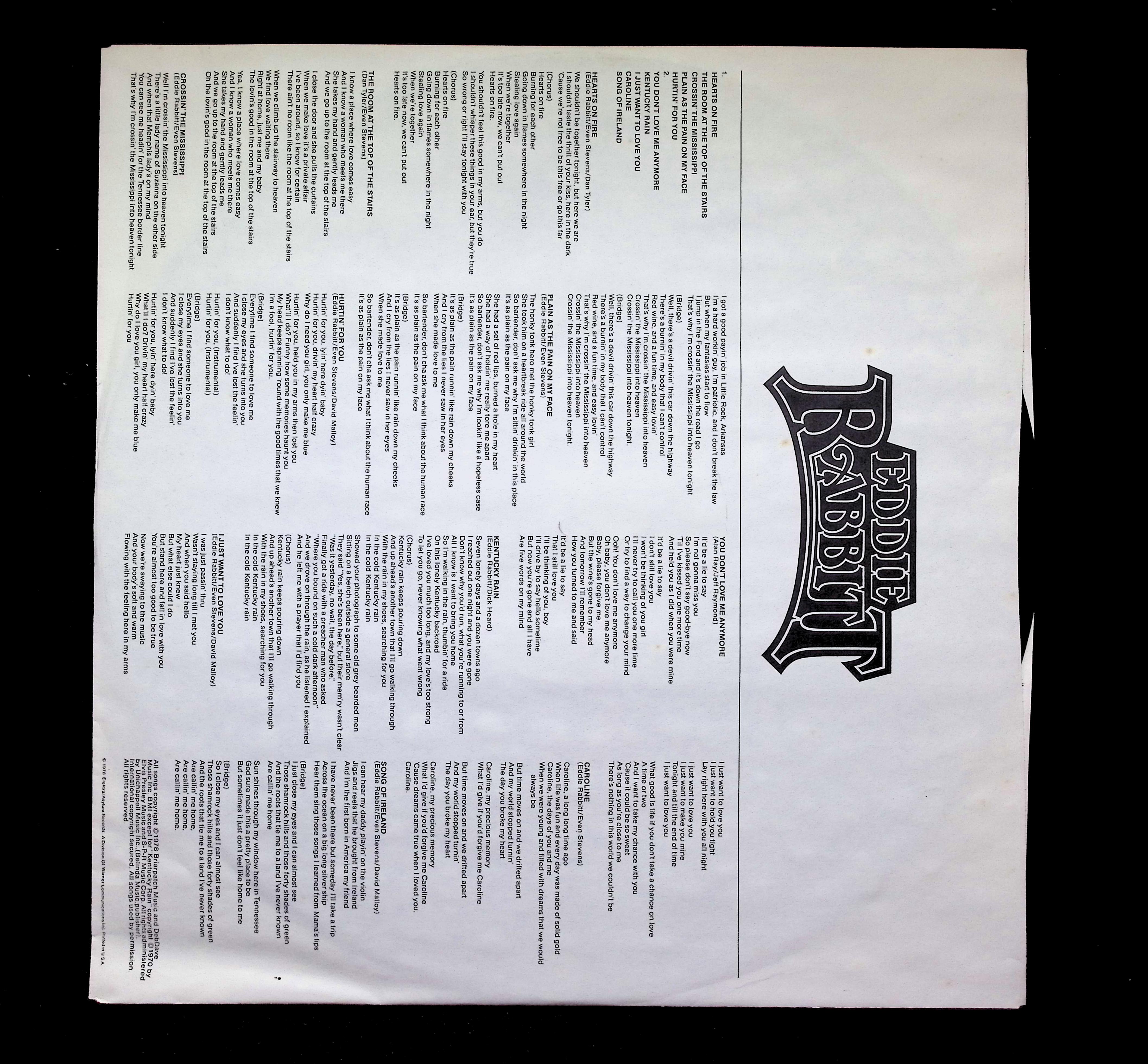 Eddie Rabbitt Variations LP 1978 Elektra Country — image 3