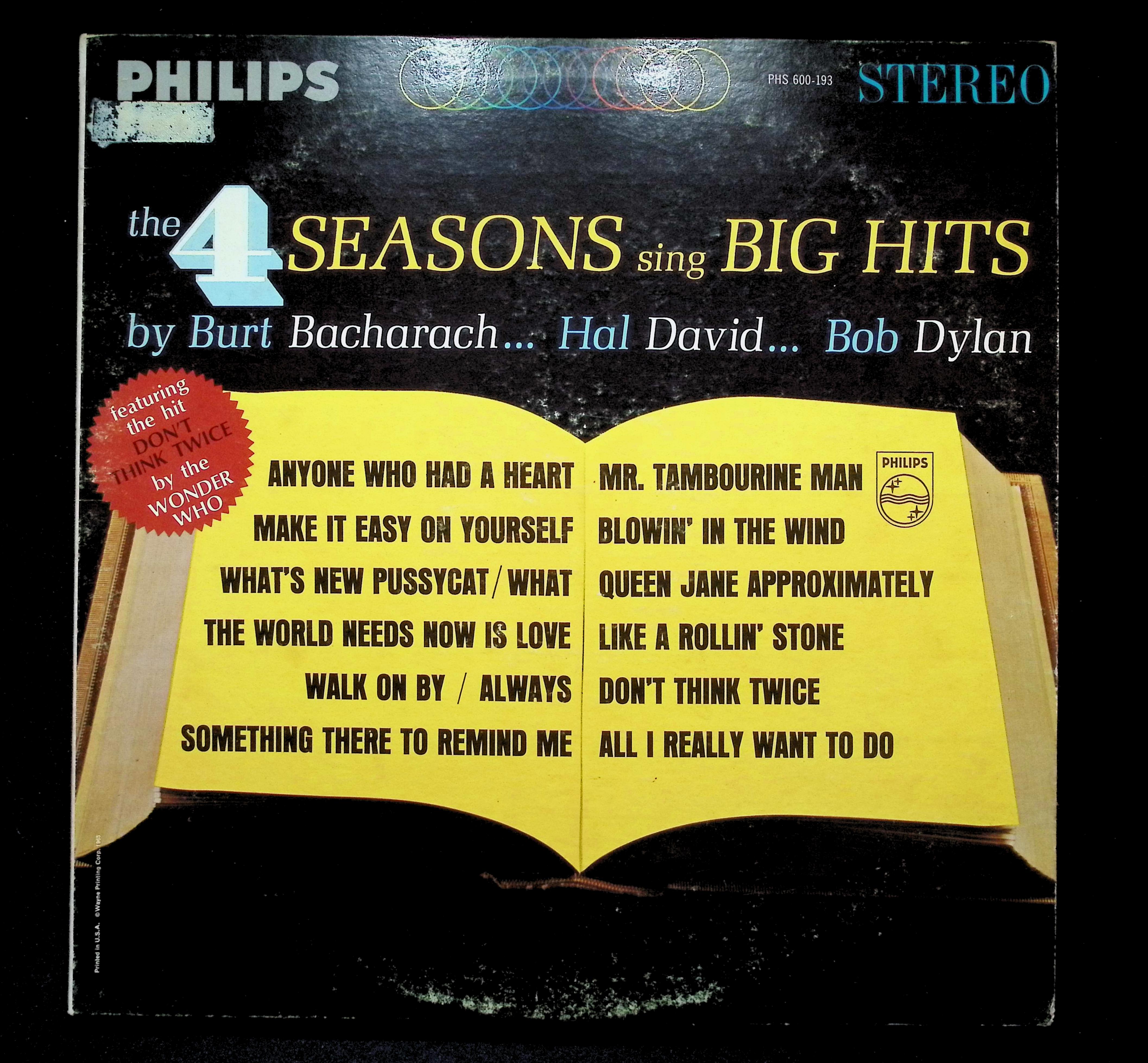 The 4 Seasons Sing Big Hits LP 1965 Philips Pop