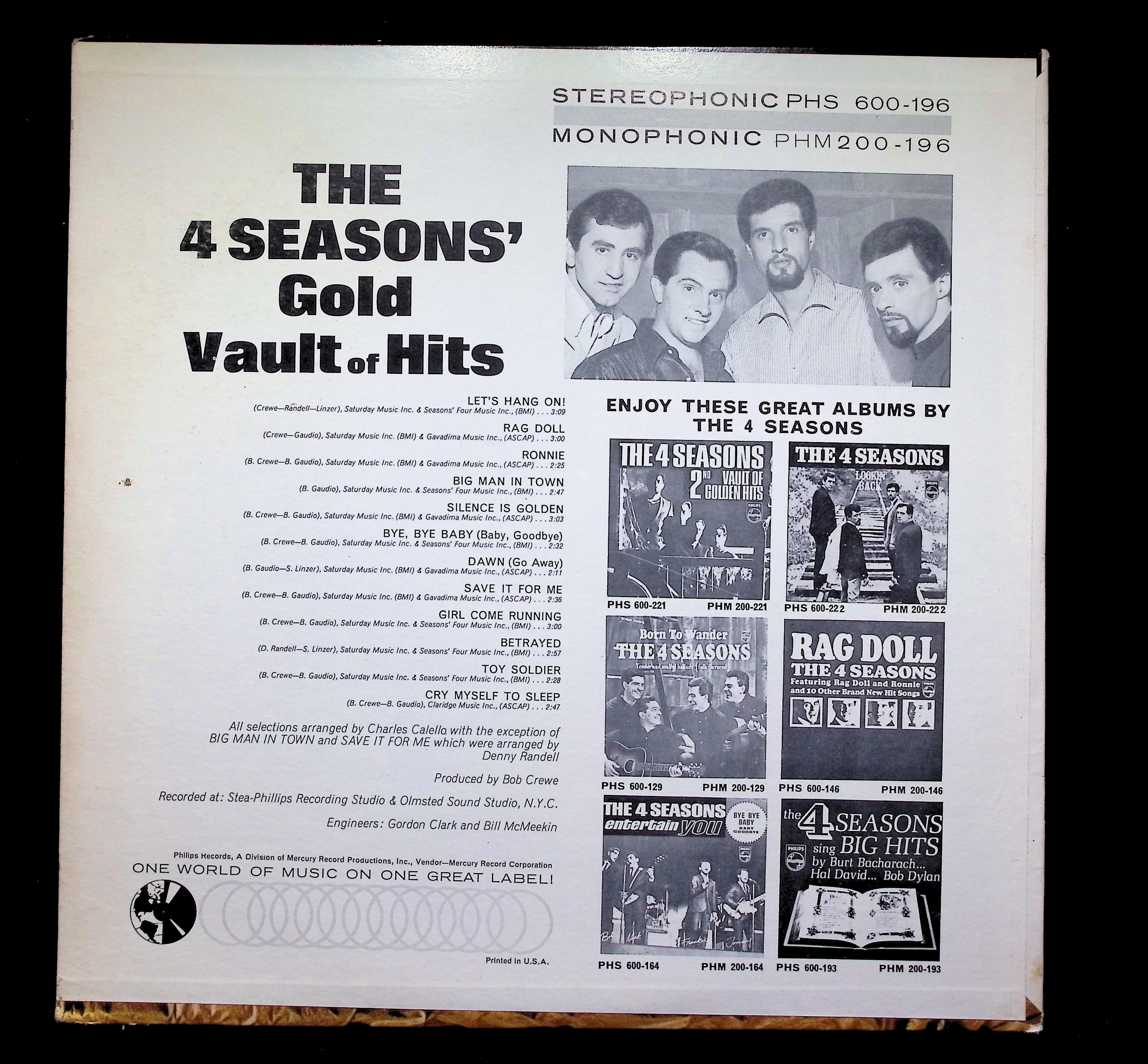 The Four Seasons Gold Vault LP 1967 Philips Pop Vocal — image 2