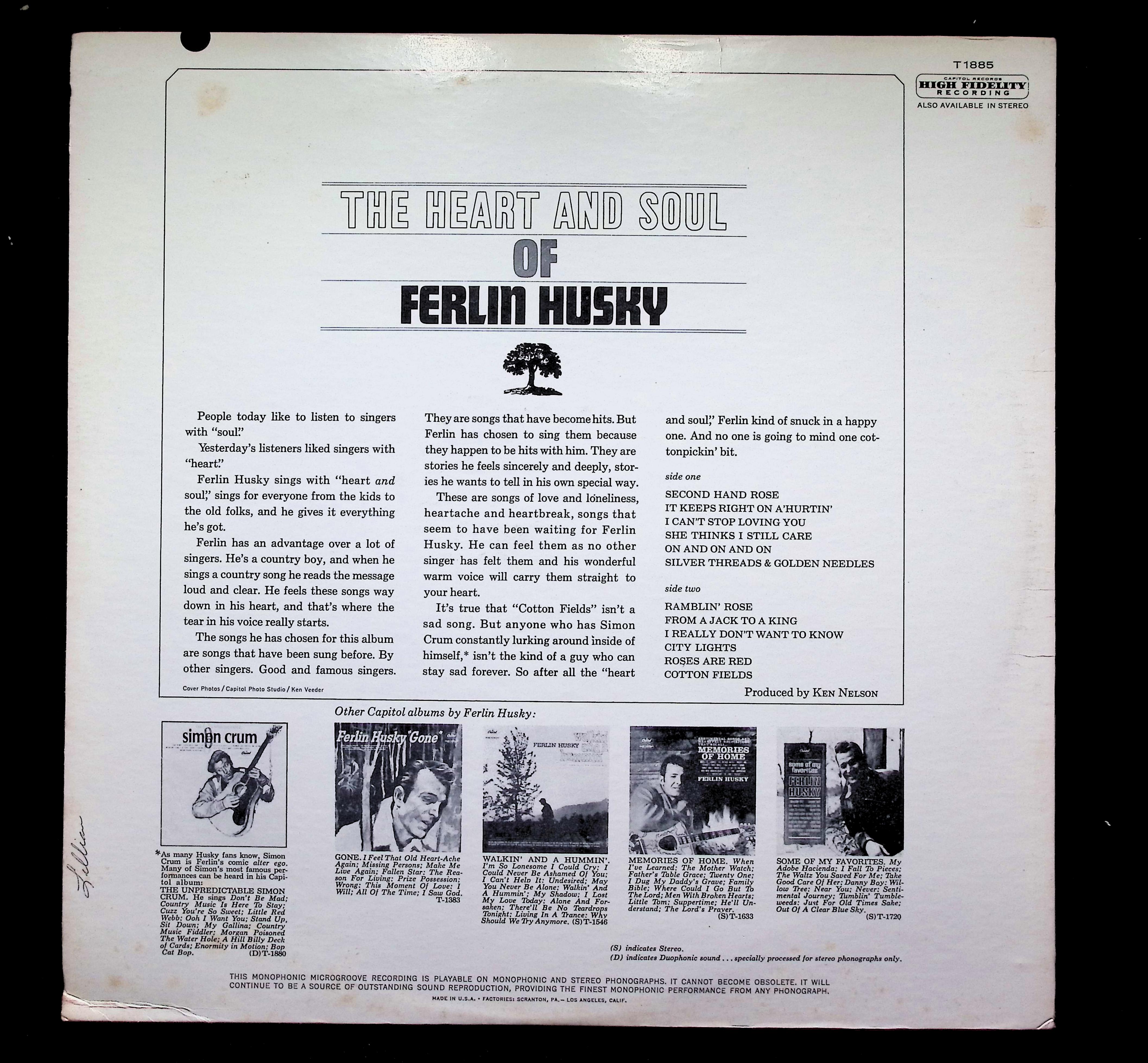 Ferlin Husky The Heart And Soul LP 1963 Capitol Country — image 2