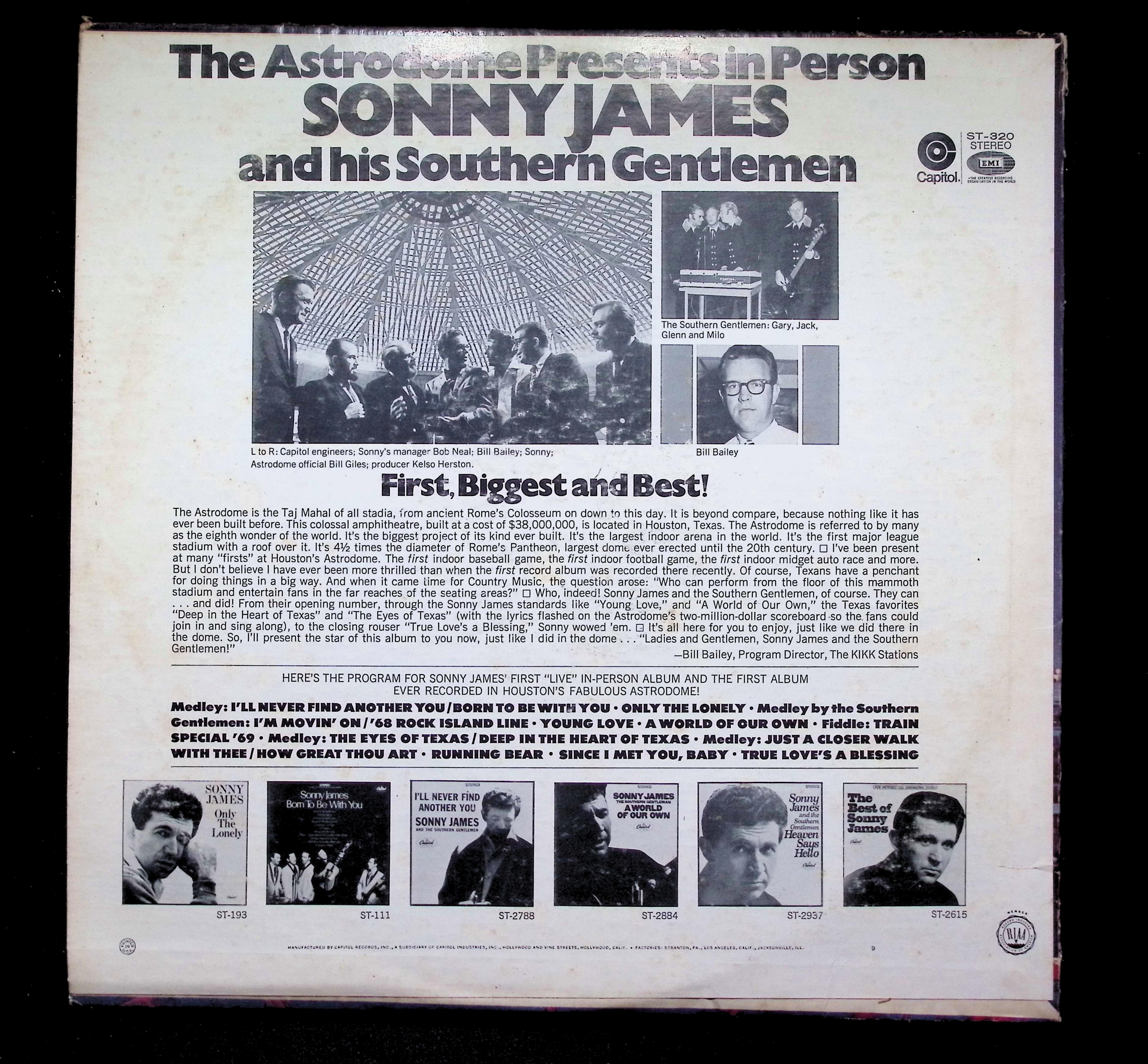 Sonny James Astrodome LP 1969 Capitol Country — image 2
