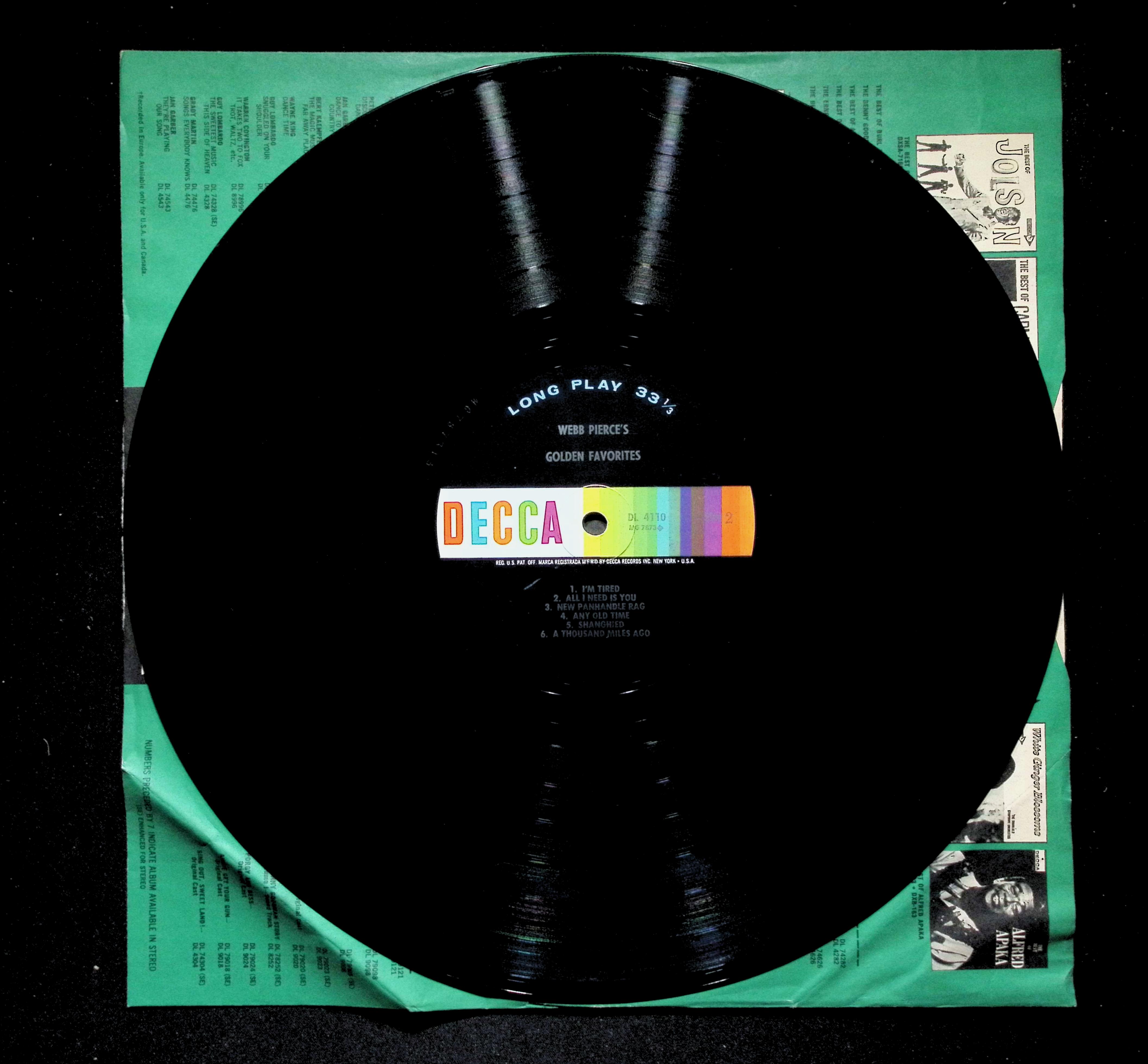Webb Pierce Golden Favorites LP 1961 Decca Country — image 4