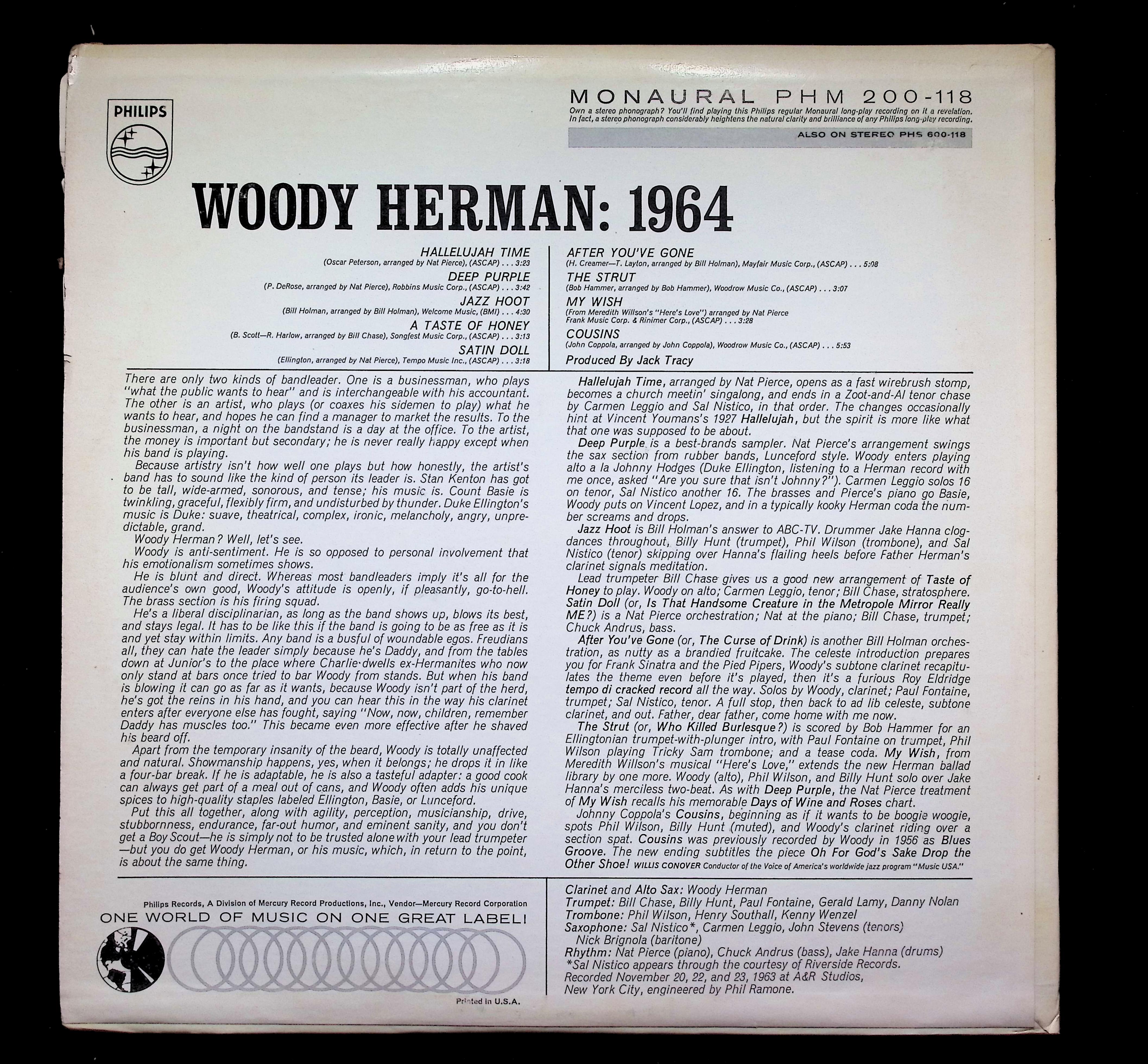 Woody Herman: 1964 LP Philips Jazz — image 2