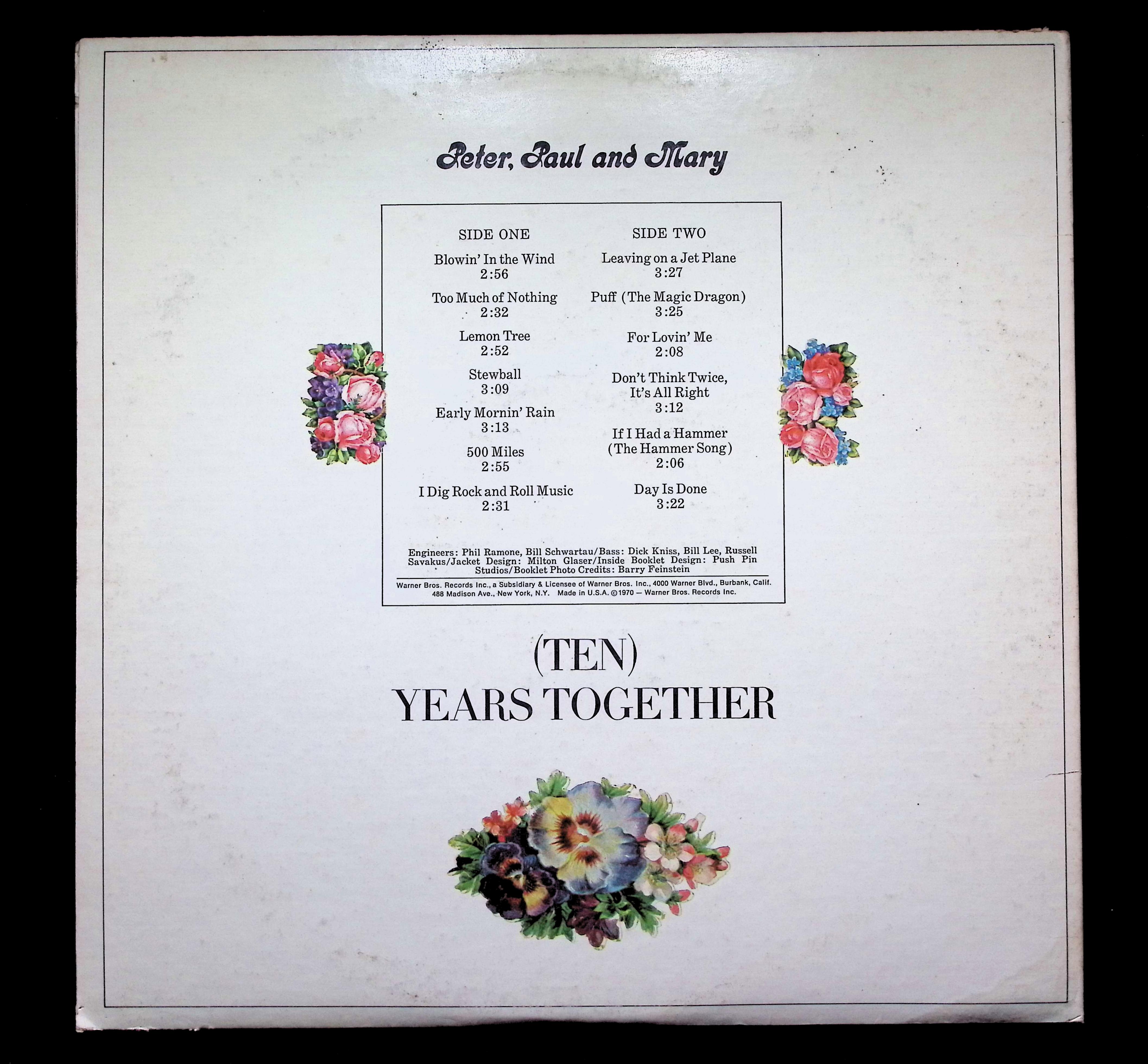 Peter, Paul & Mary Best Of LP 1970 Warner Bros. Rock — image 2