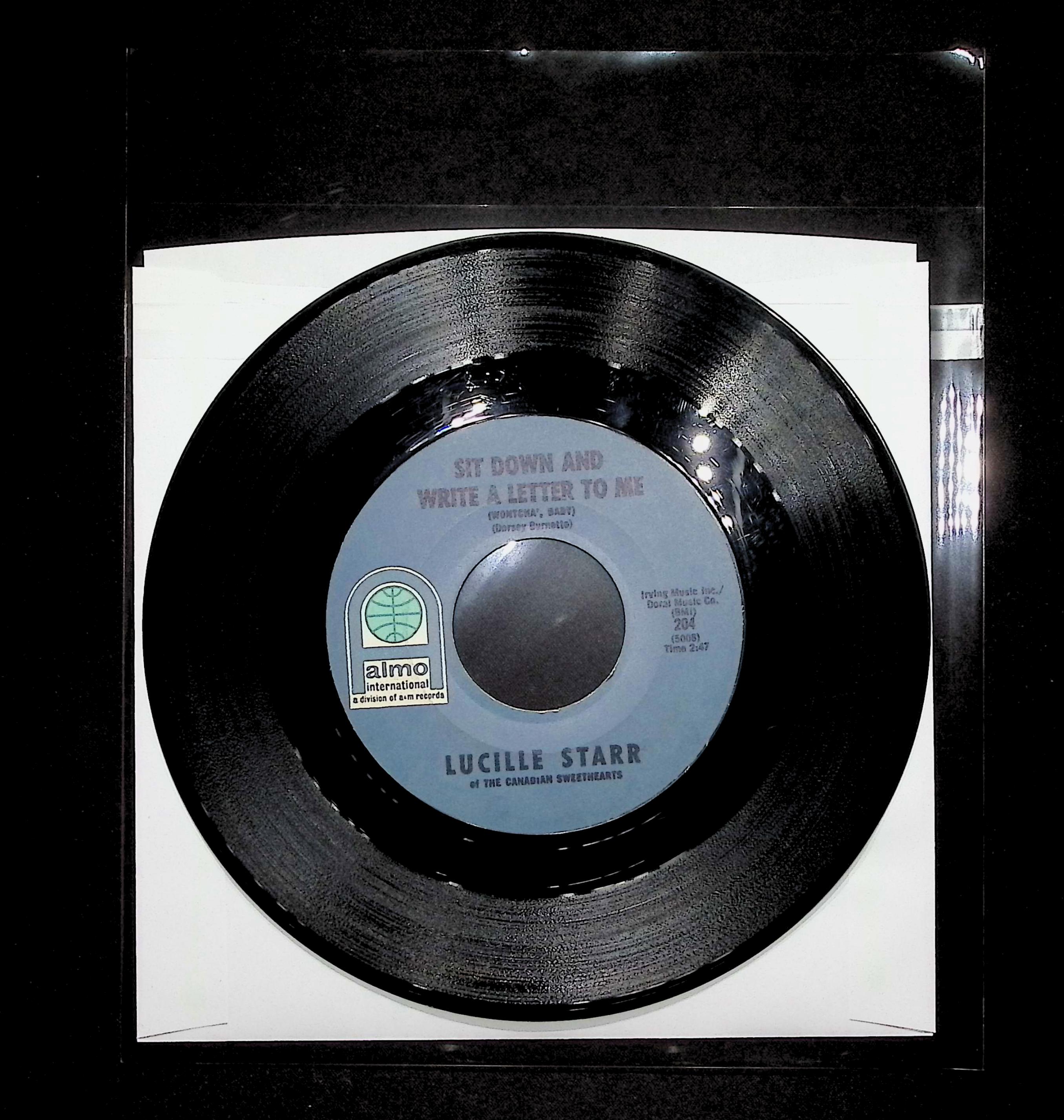 Lucille Starr Sit Down And Write A Letter To Me 1964 Almo 204 Vinyl 45 RPM 7" — image 2