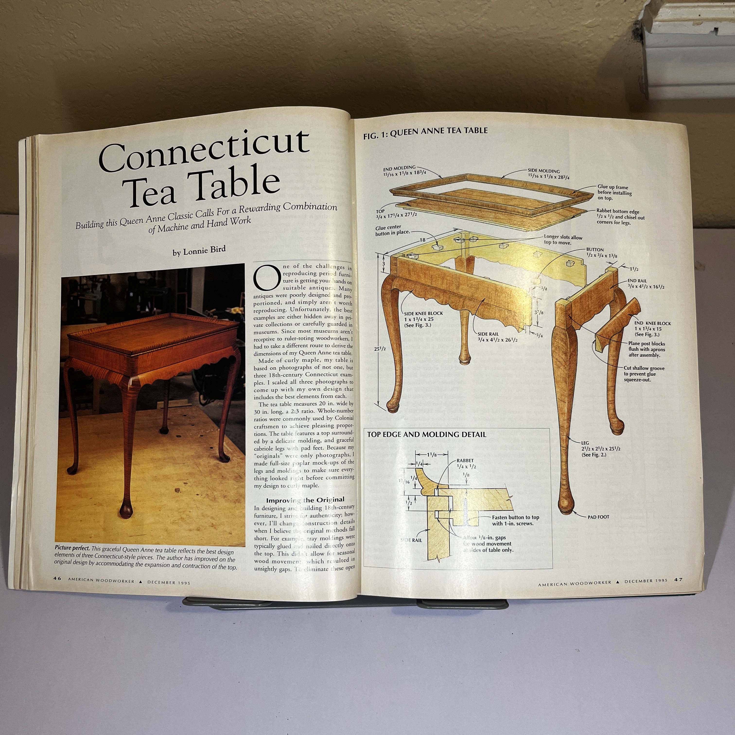 American Woodworker Magazine Queen Anne Table Dec 1995 — image 3
