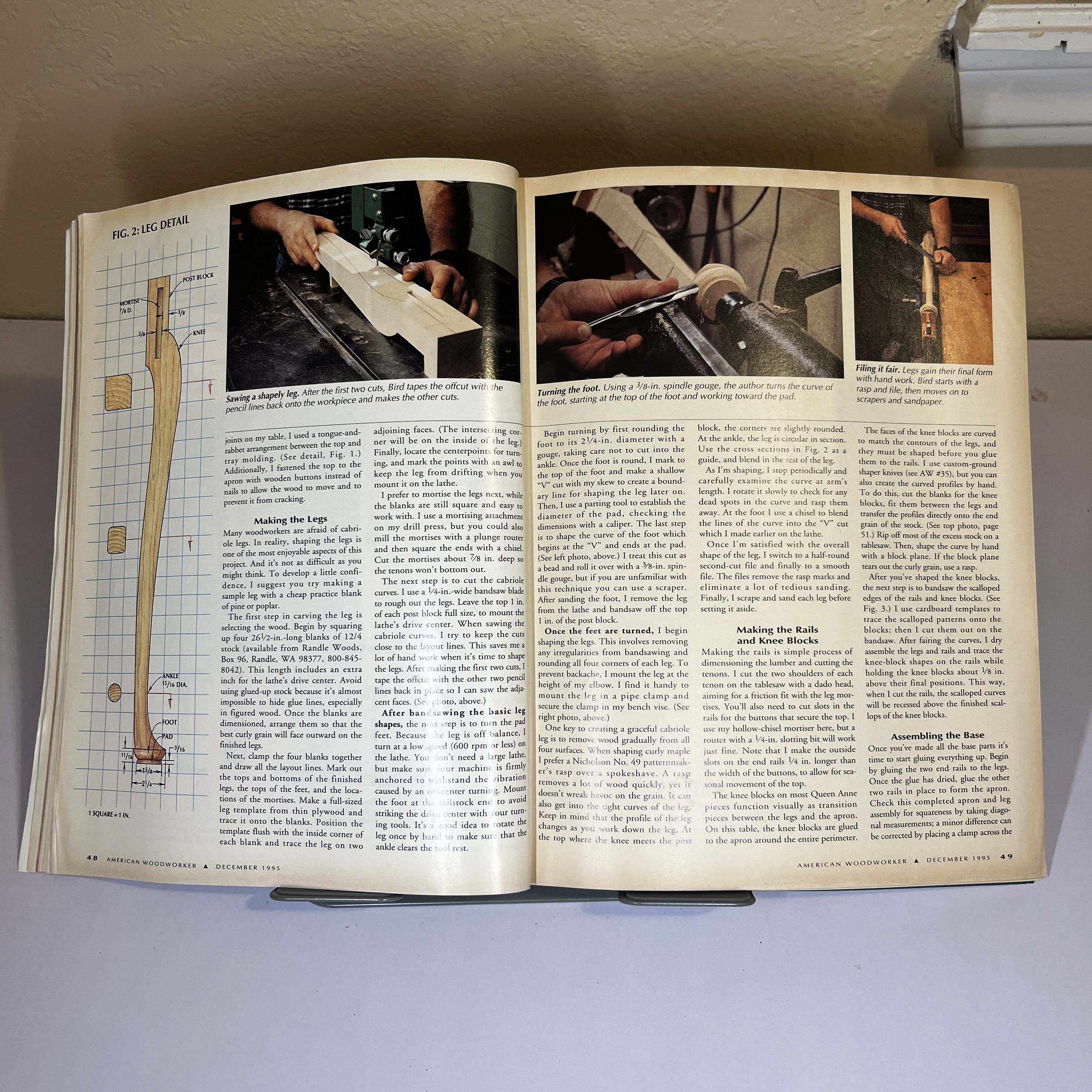 American Woodworker Magazine Queen Anne Table Dec 1995 — image 4