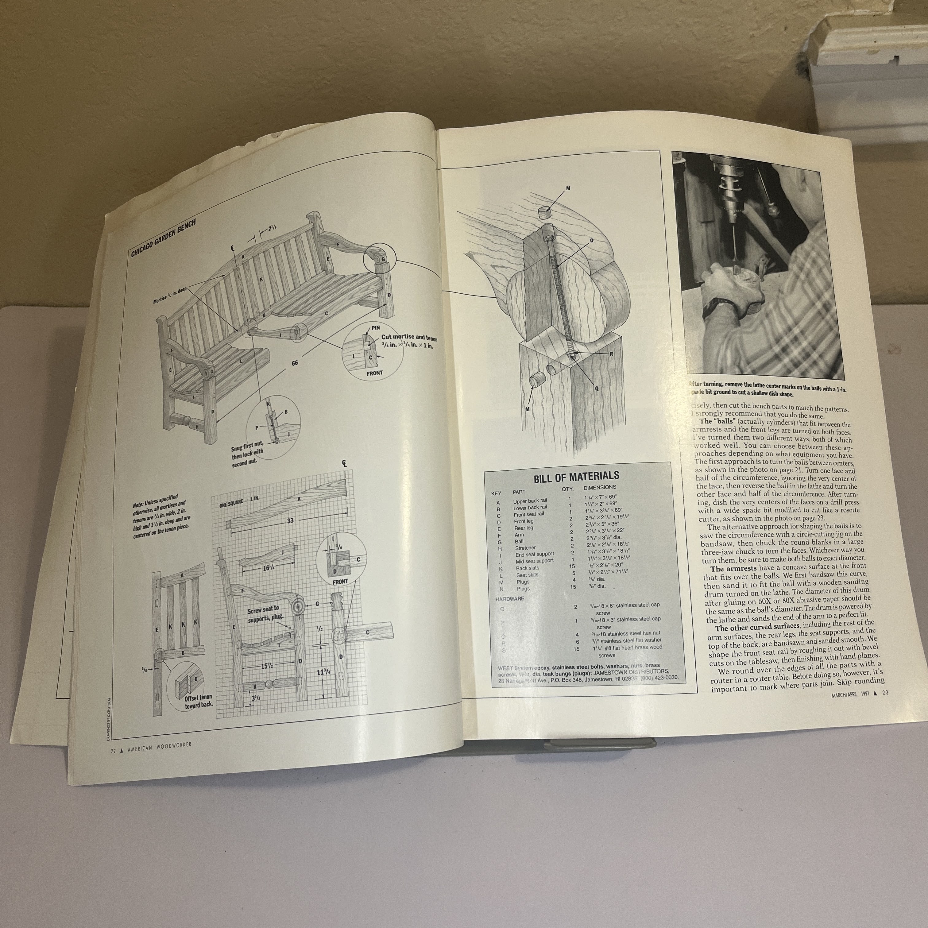 American Woodworker Mag Garden Bench Cover April 1991 — image 3