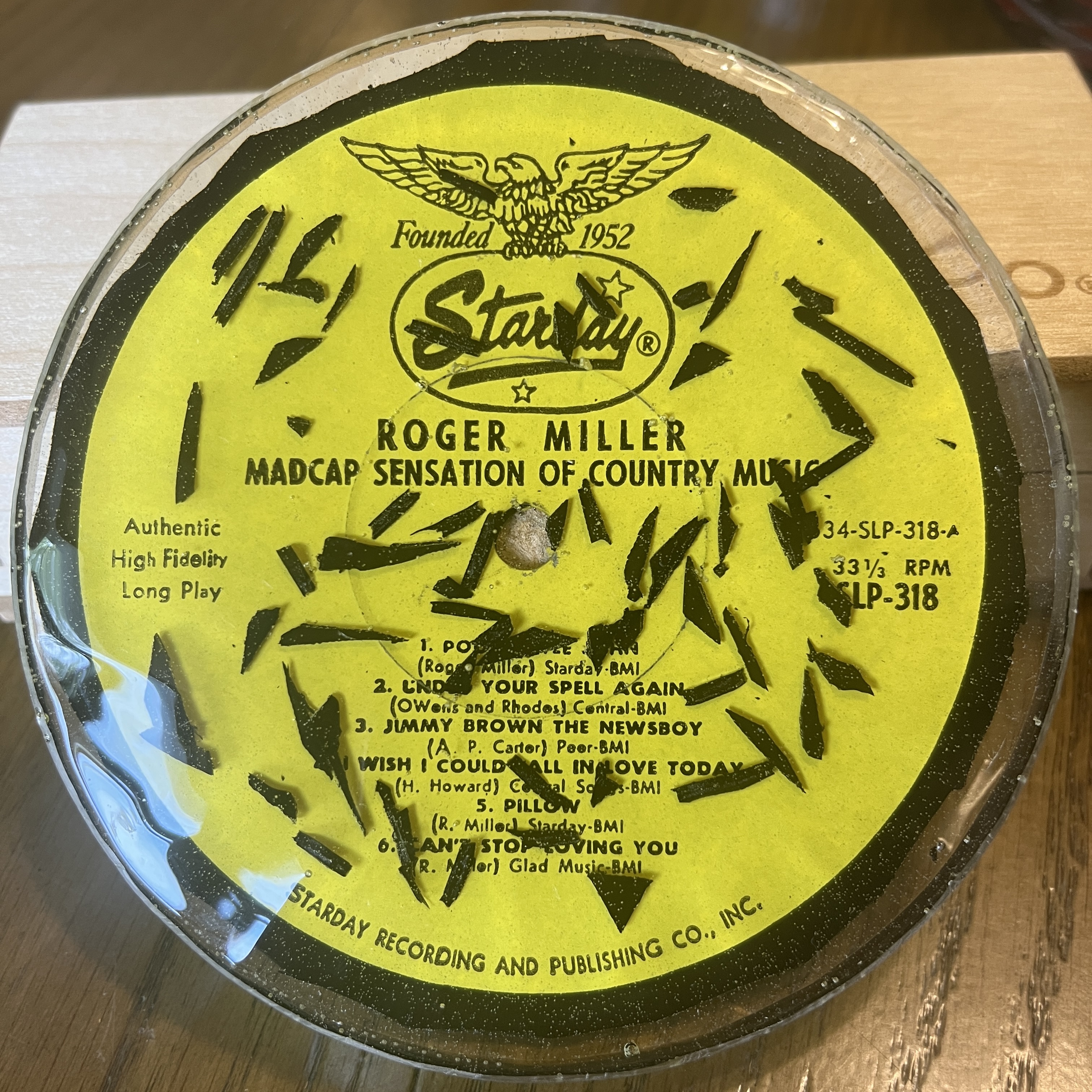 Handmade Vintage Vinyl Record Label Resin Coaster - Roger Miller