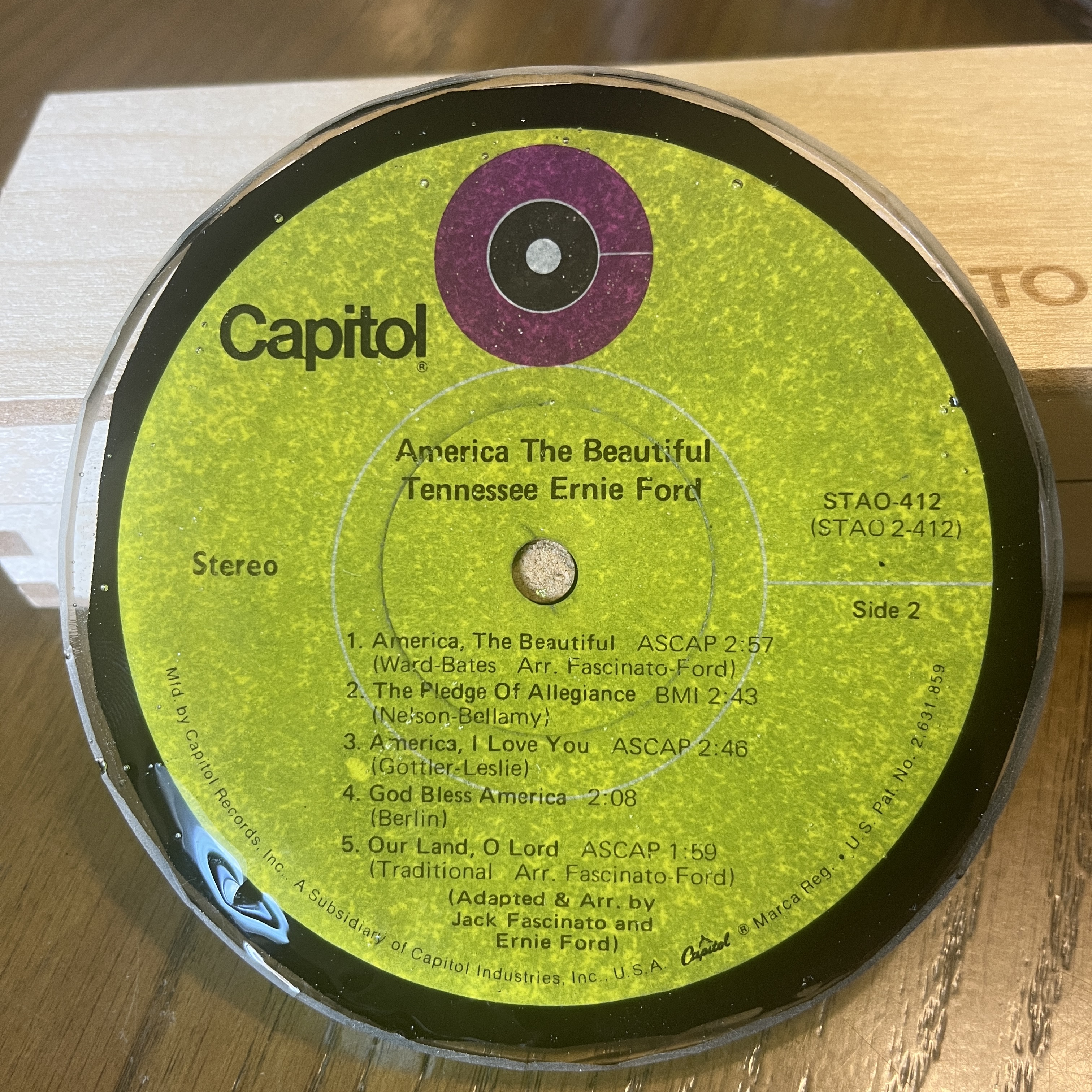 Handmade Vintage Vinyl Record Label Resin Coaster - Tennessee Ernie Ford