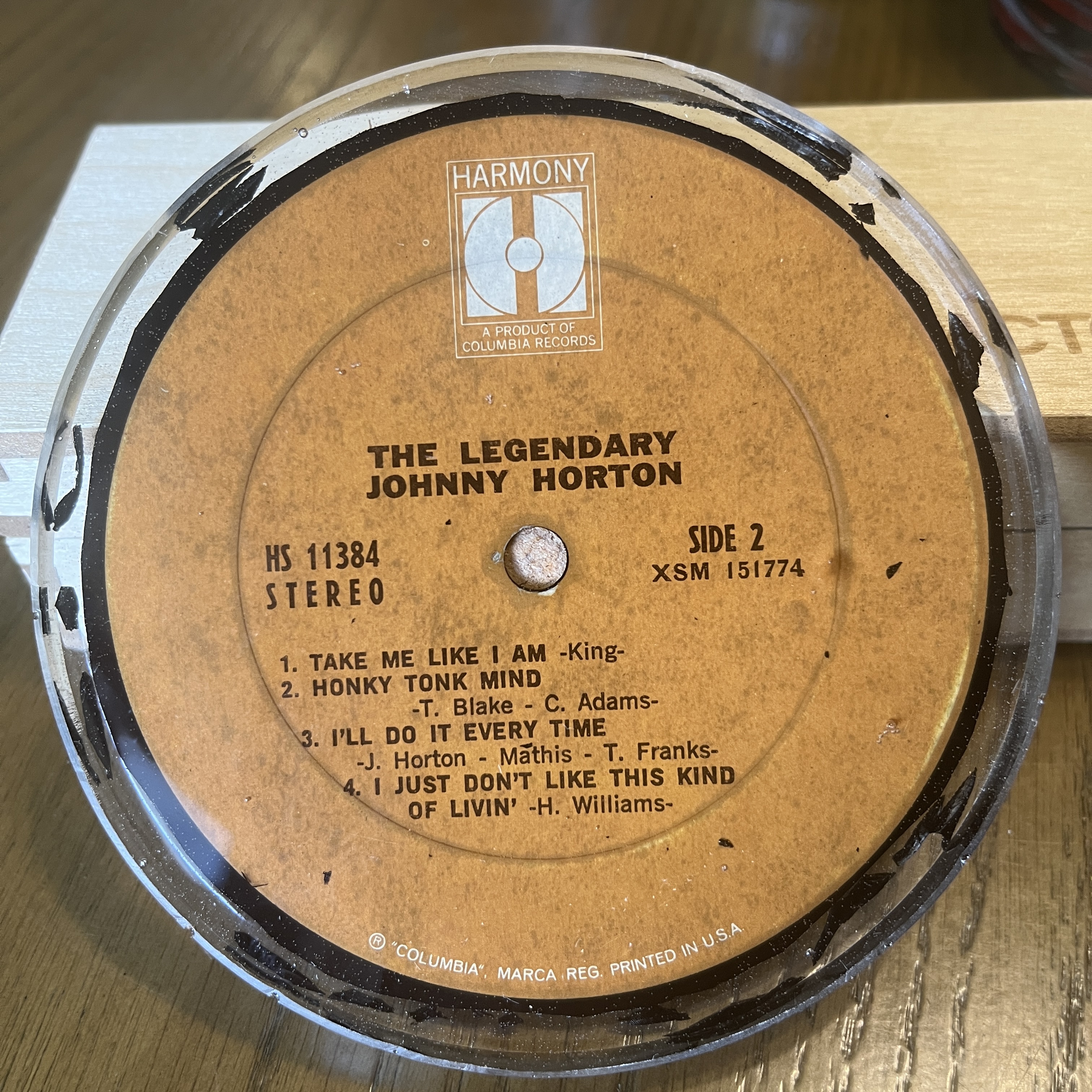 Handmade Vintage Vinyl Record Label Resin Coaster - The Legendary Johnny Horton