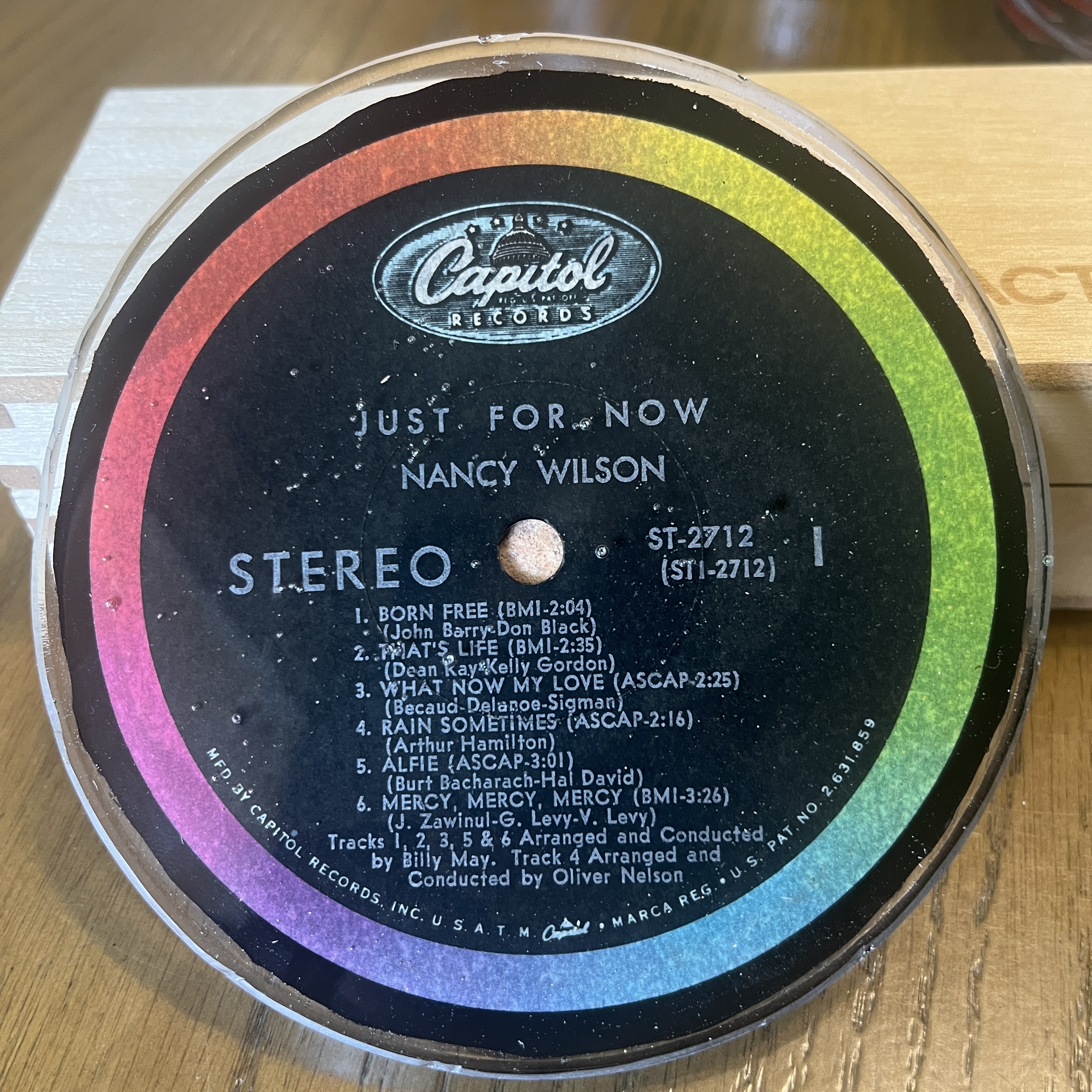Handmade Vintage Vinyl Record Label Resin Coaster - Nancy Wilson