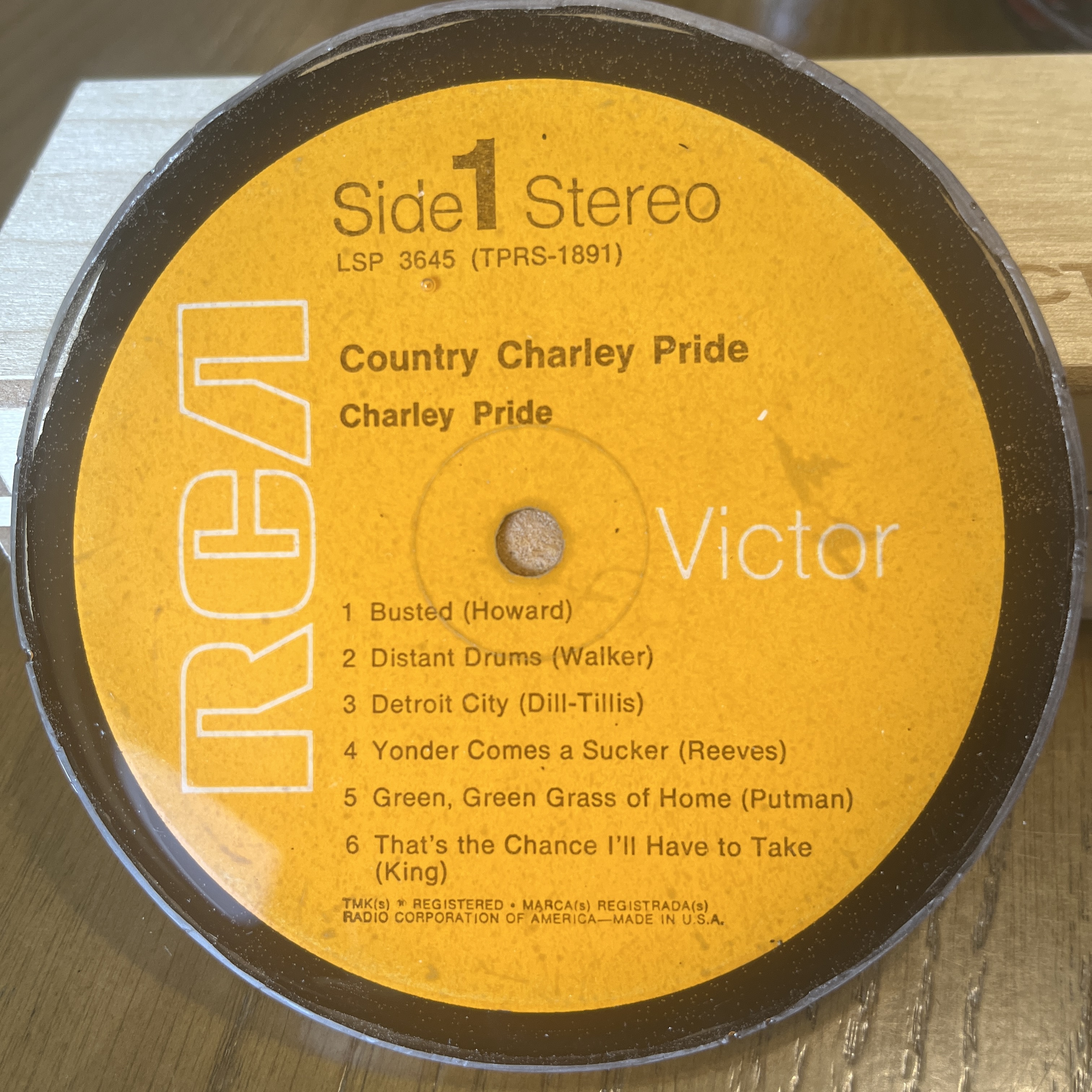 Handmade Vintage Vinyl Record Label Resin Coaster - Charley Pride