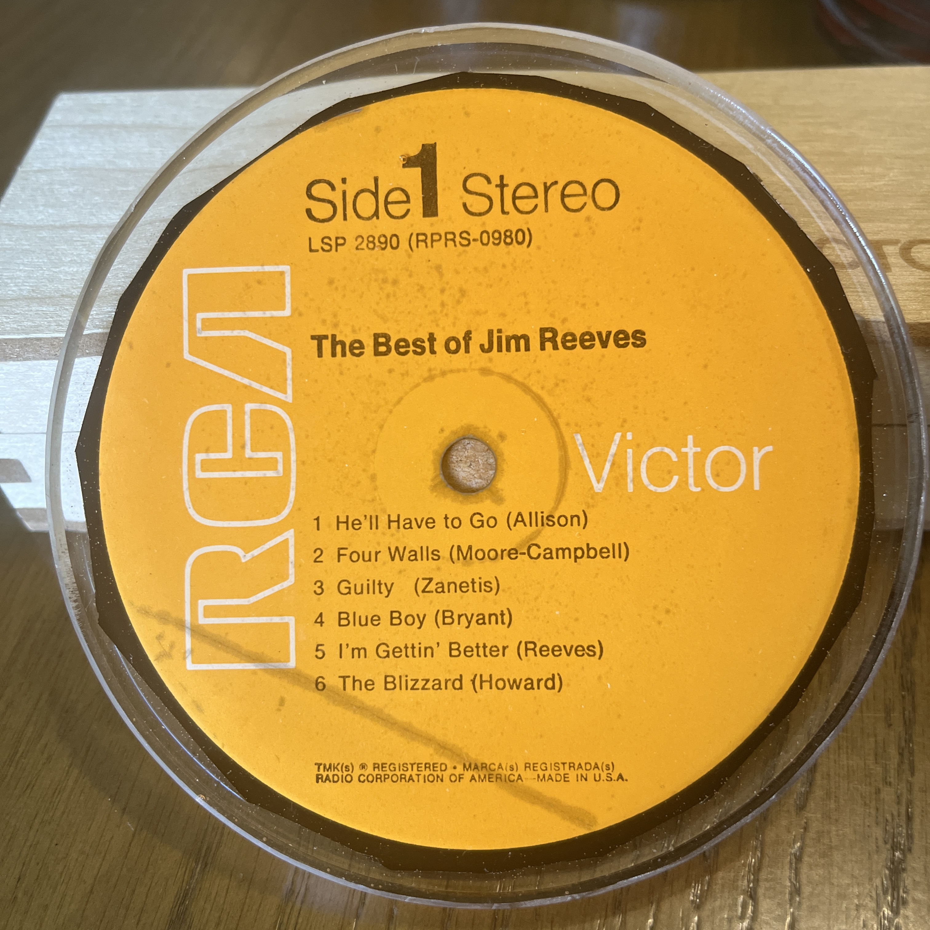 Handmade Vintage Vinyl Record Label Resin Coaster - The Best of Jim Reeves