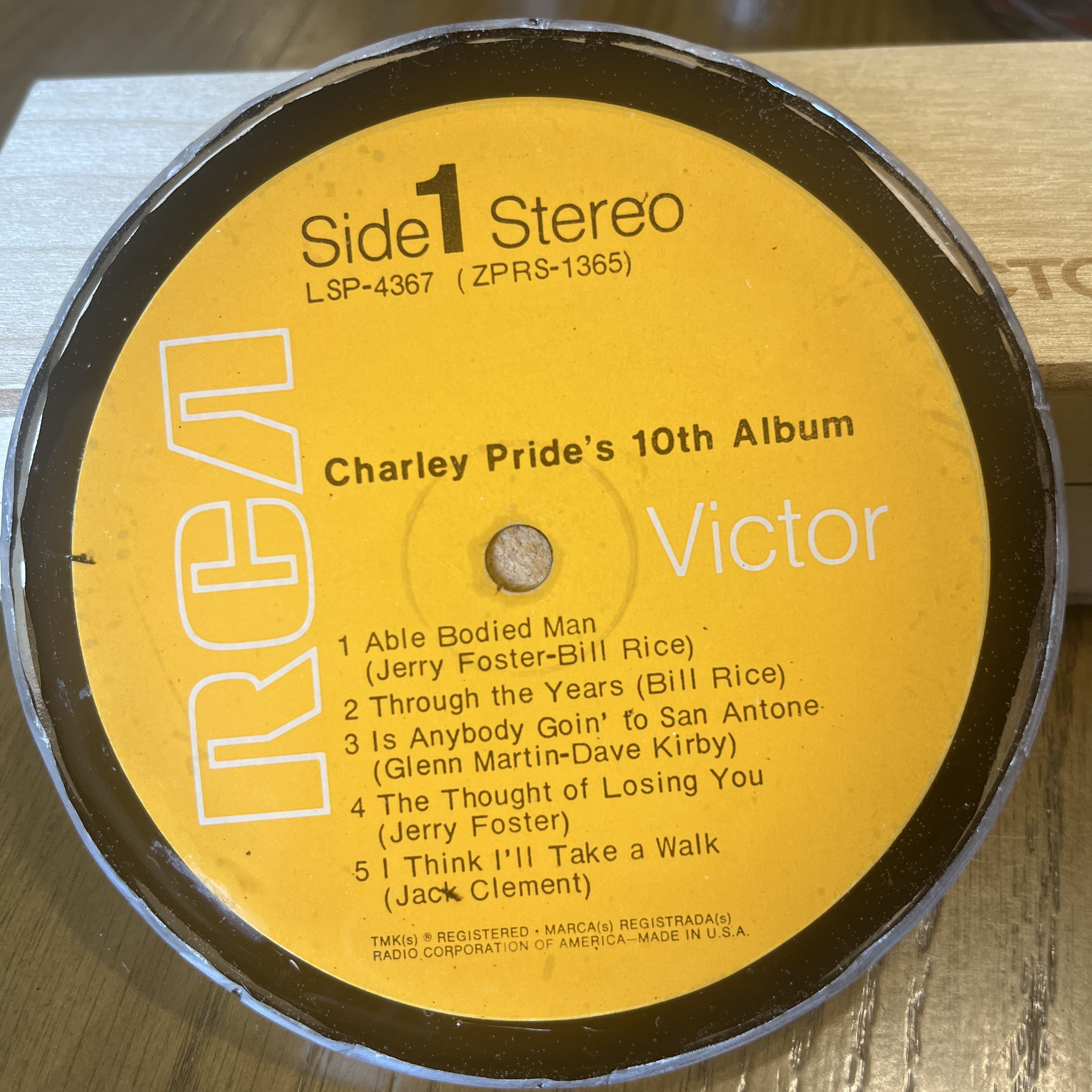 Handmade Vintage Vinyl Record Label Resin Coaster - Charley Pride