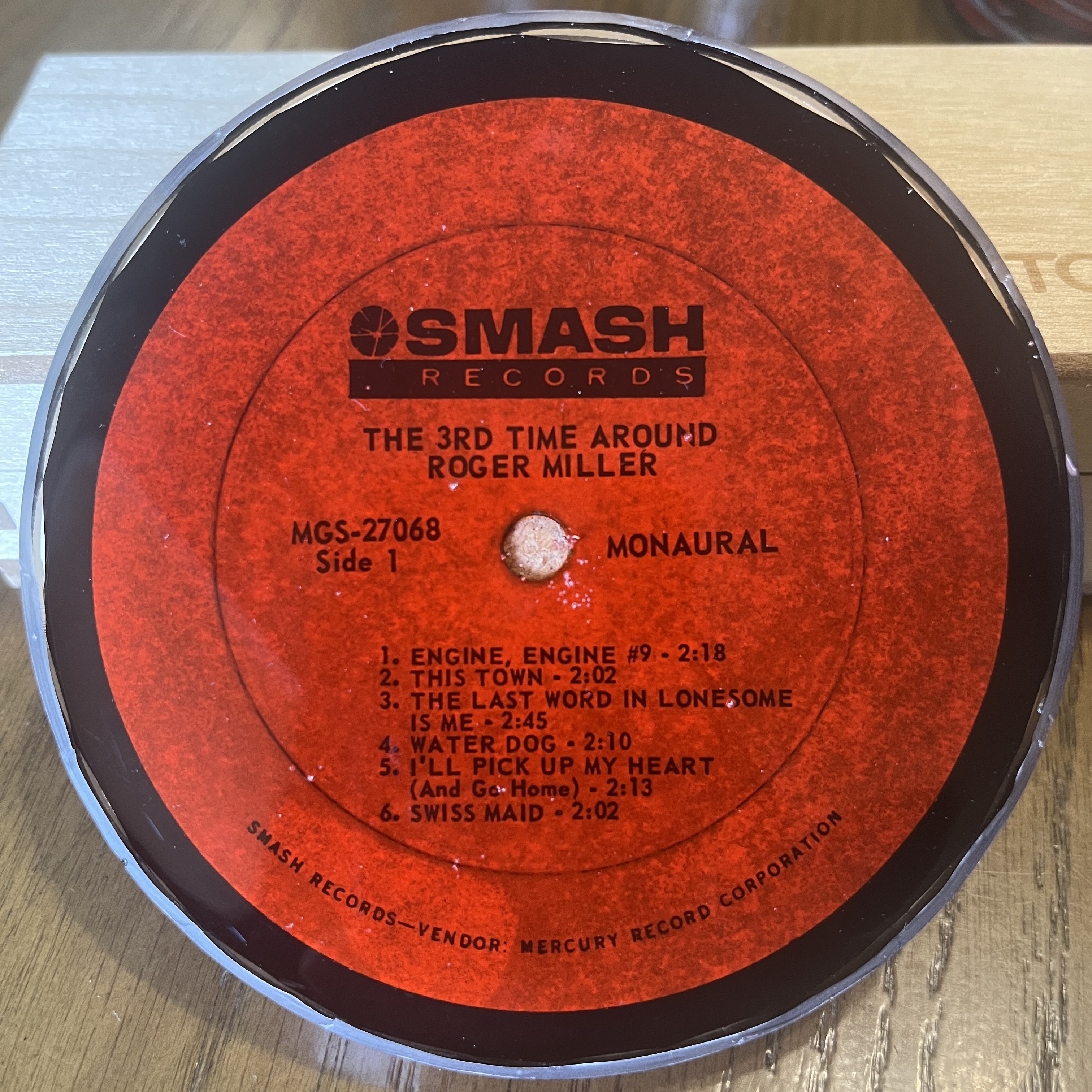 Handmade Vintage Vinyl Record Label Resin Coaster - Roger Miller