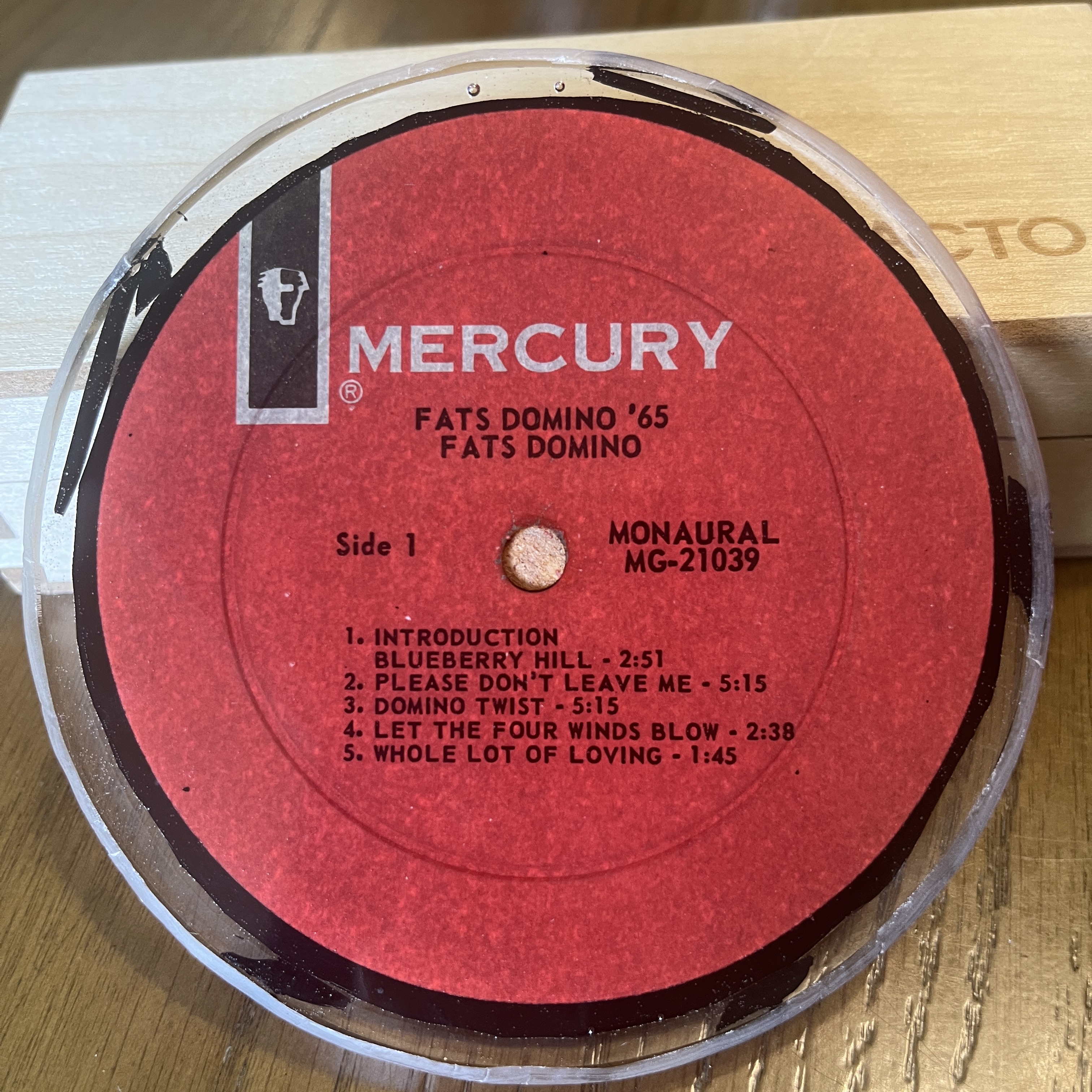 Handmade Vintage Vinyl Record Label Resin Coaster - Fats Domino