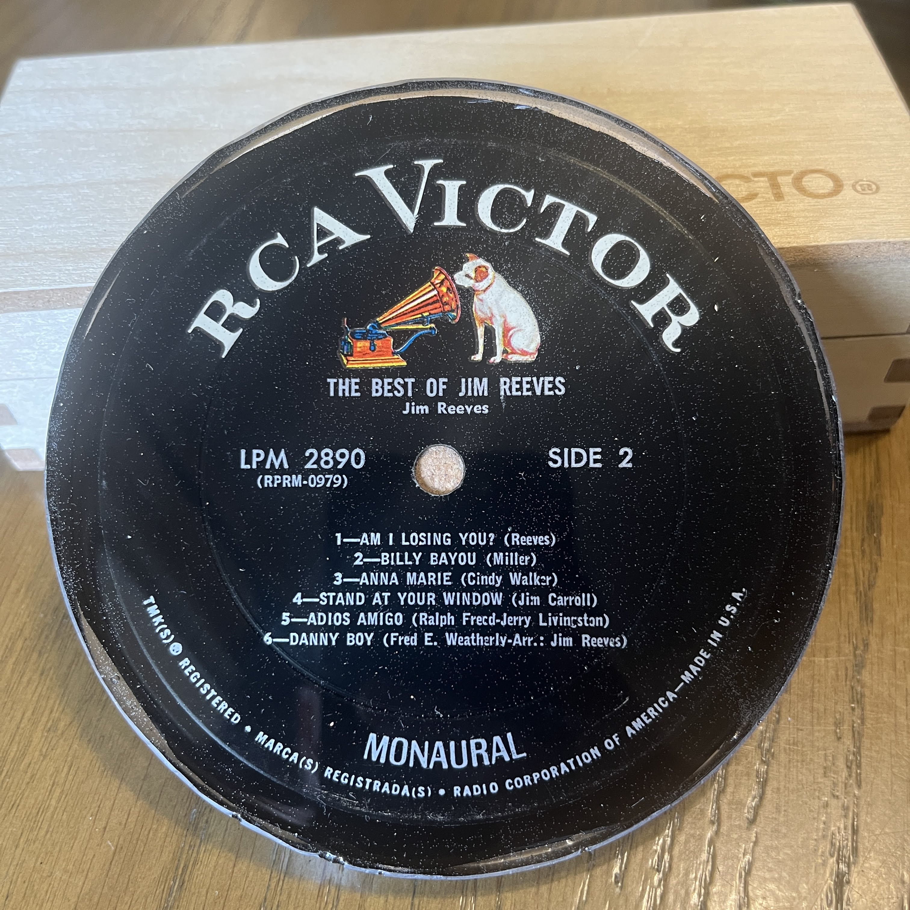 Handmade Vintage Vinyl Record Label Resin Coaster - Jim Reeves