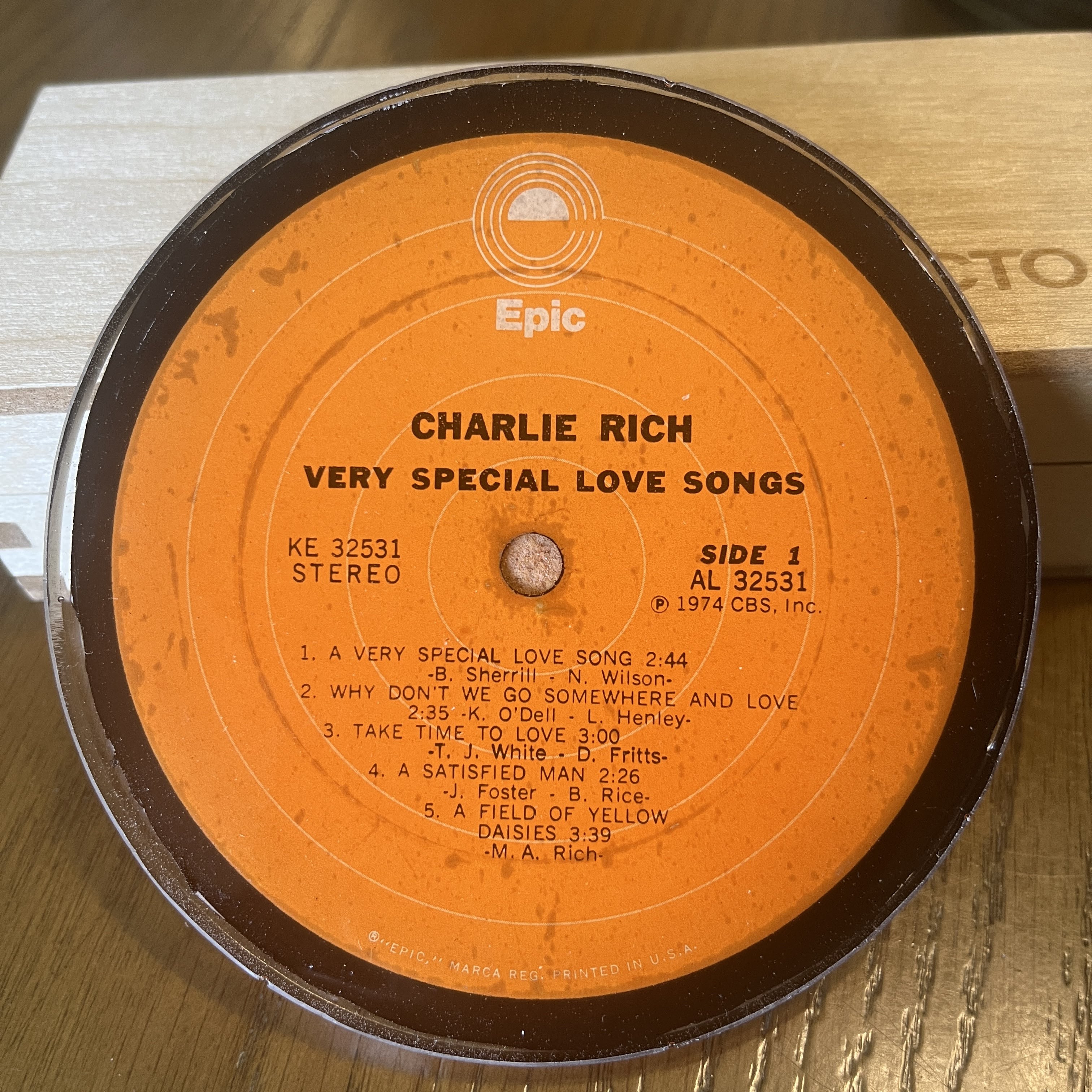 Handmade Vintage Vinyl Record Label Resin Coaster - Charlie Rich