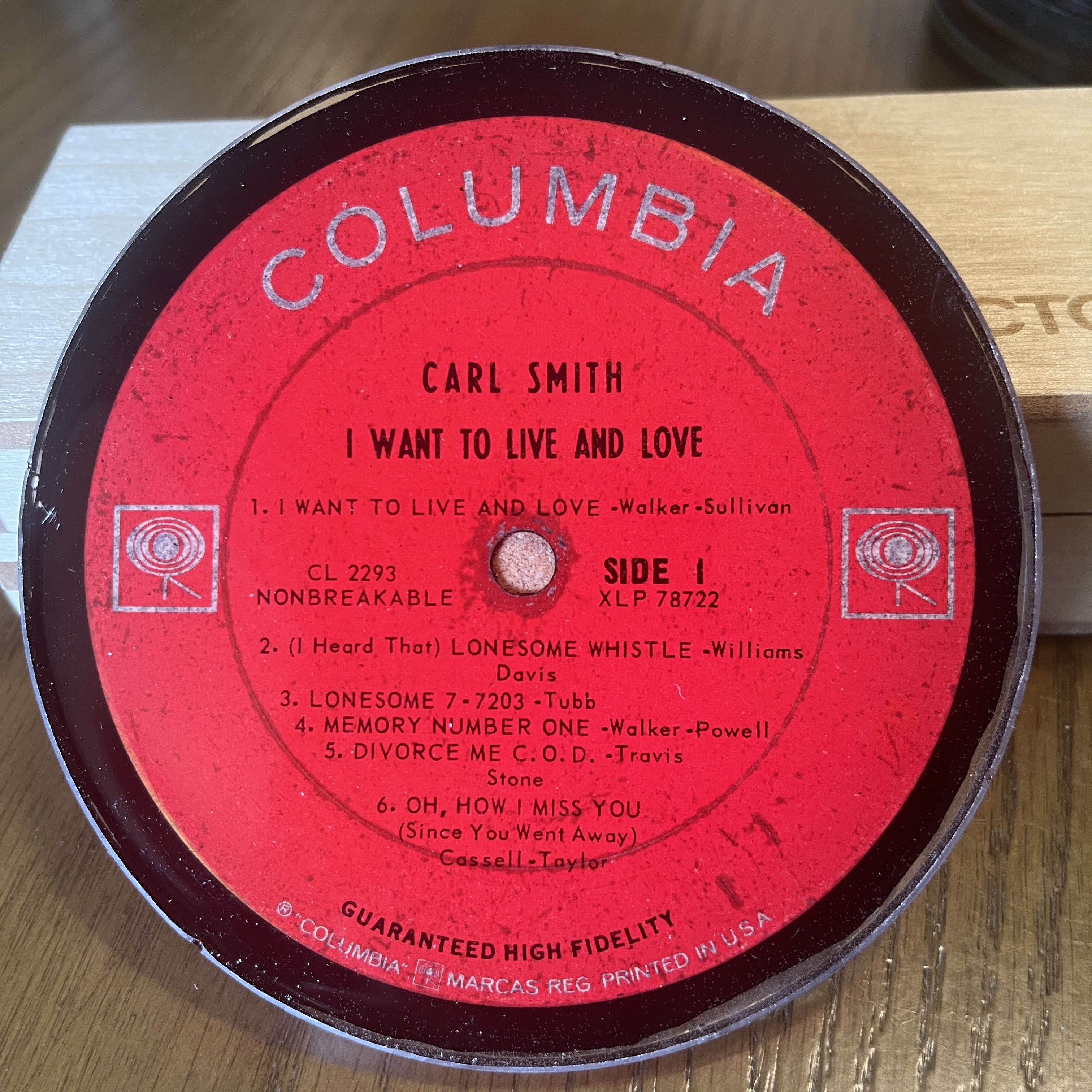 Handmade Vintage Vinyl Record Label Resin Coaster - Carl Smith