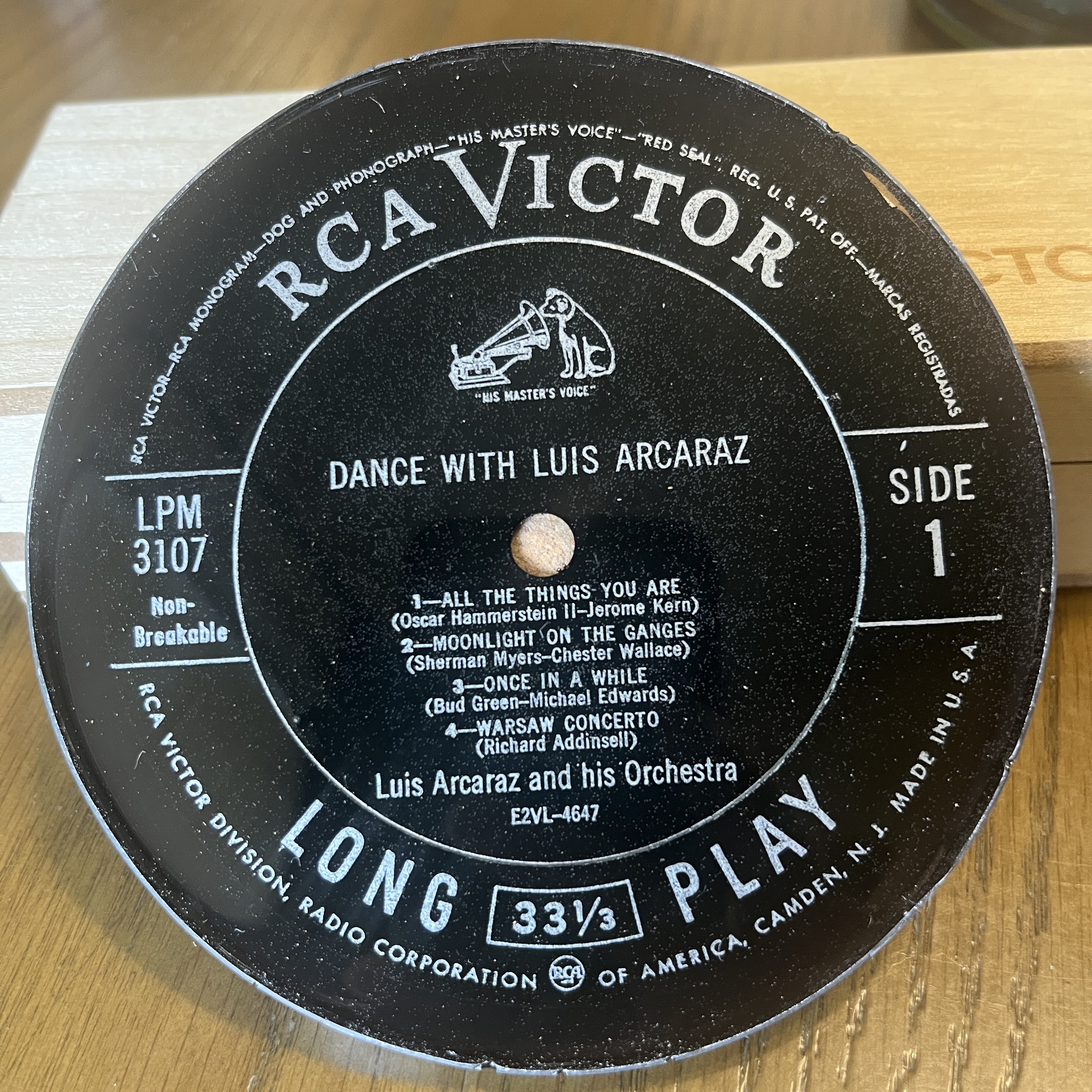 Handmade Vintage Vinyl Record Label Resin Coaster - Dance With Luis Arcaraz