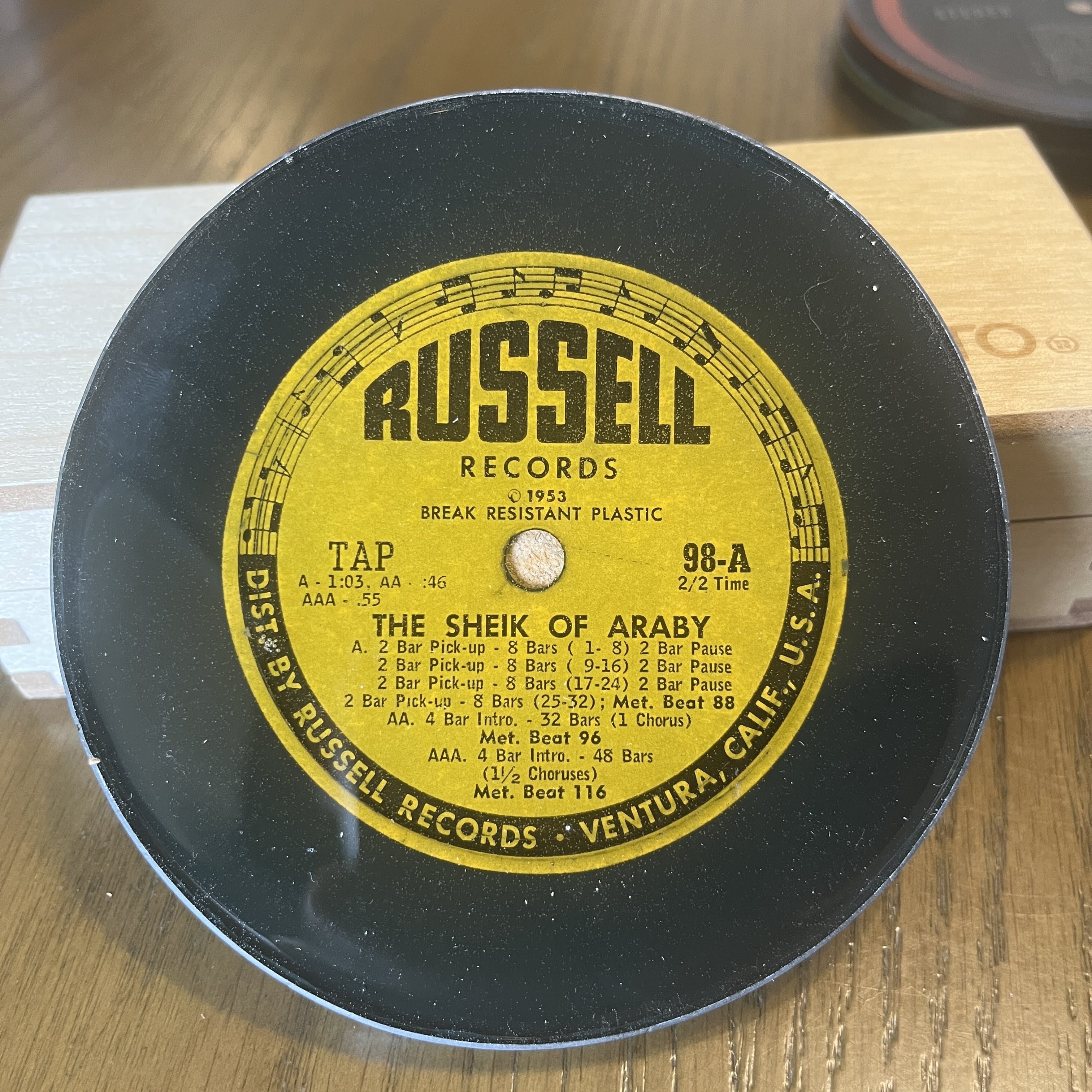 Handmade Vintage Vinyl Record Label Resin Coaster - The Sheik of Araby