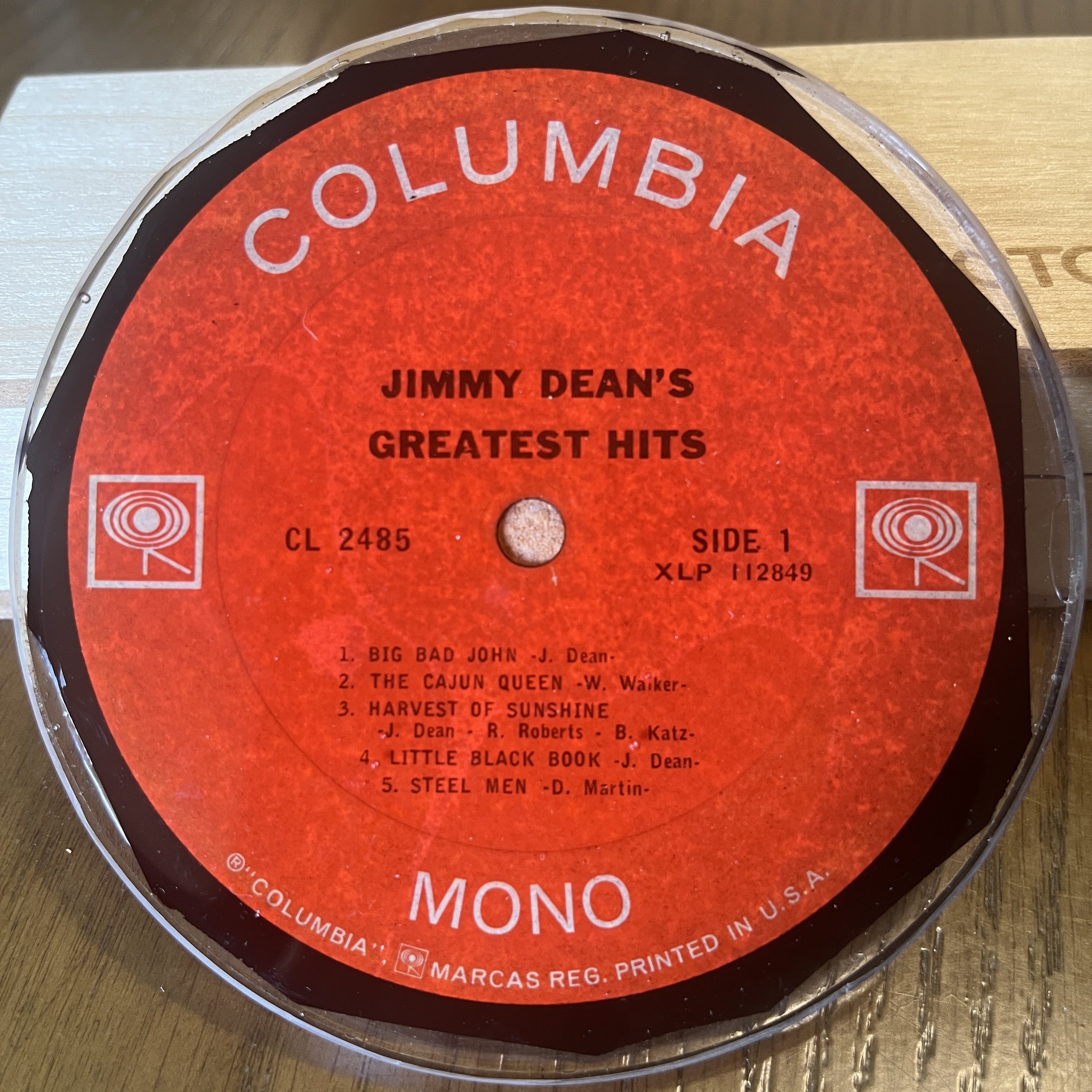 Handmade Vintage Vinyl Record Label Resin Coaster - Jimmy Dean