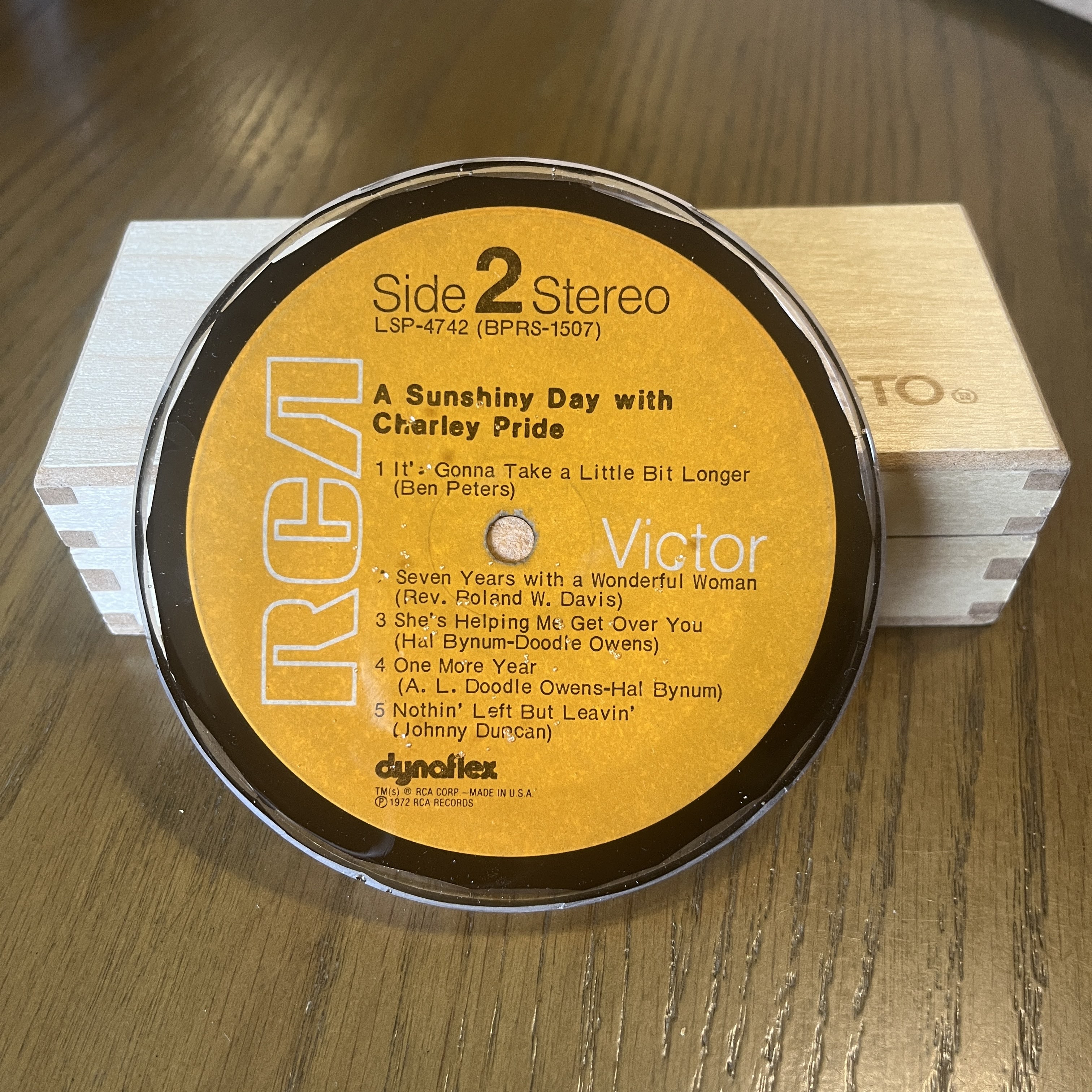 Handmade Vintage Vinyl Record Label Resin Coaster - Charley Pride