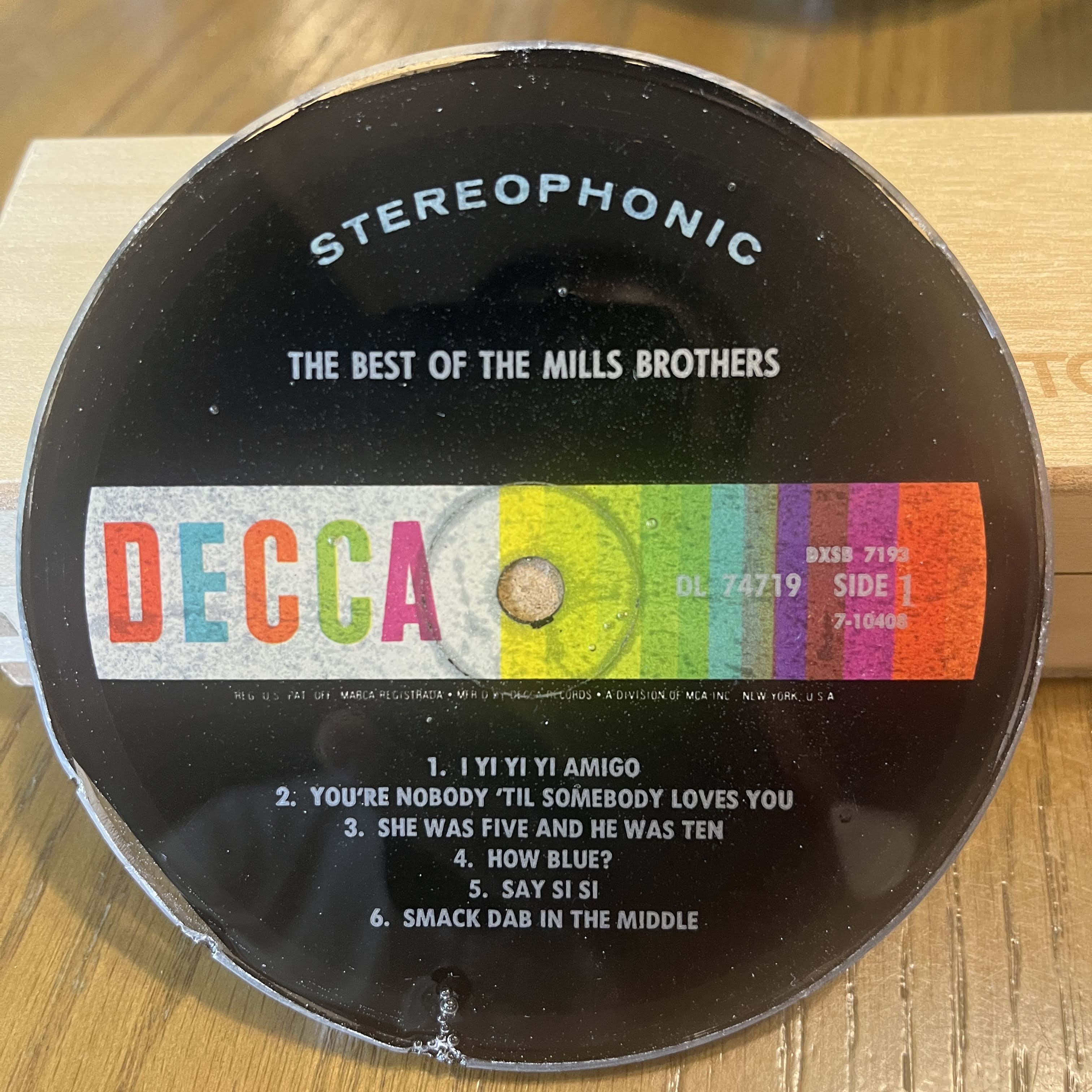 Handmade Vintage Vinyl Record Label Resin Coaster