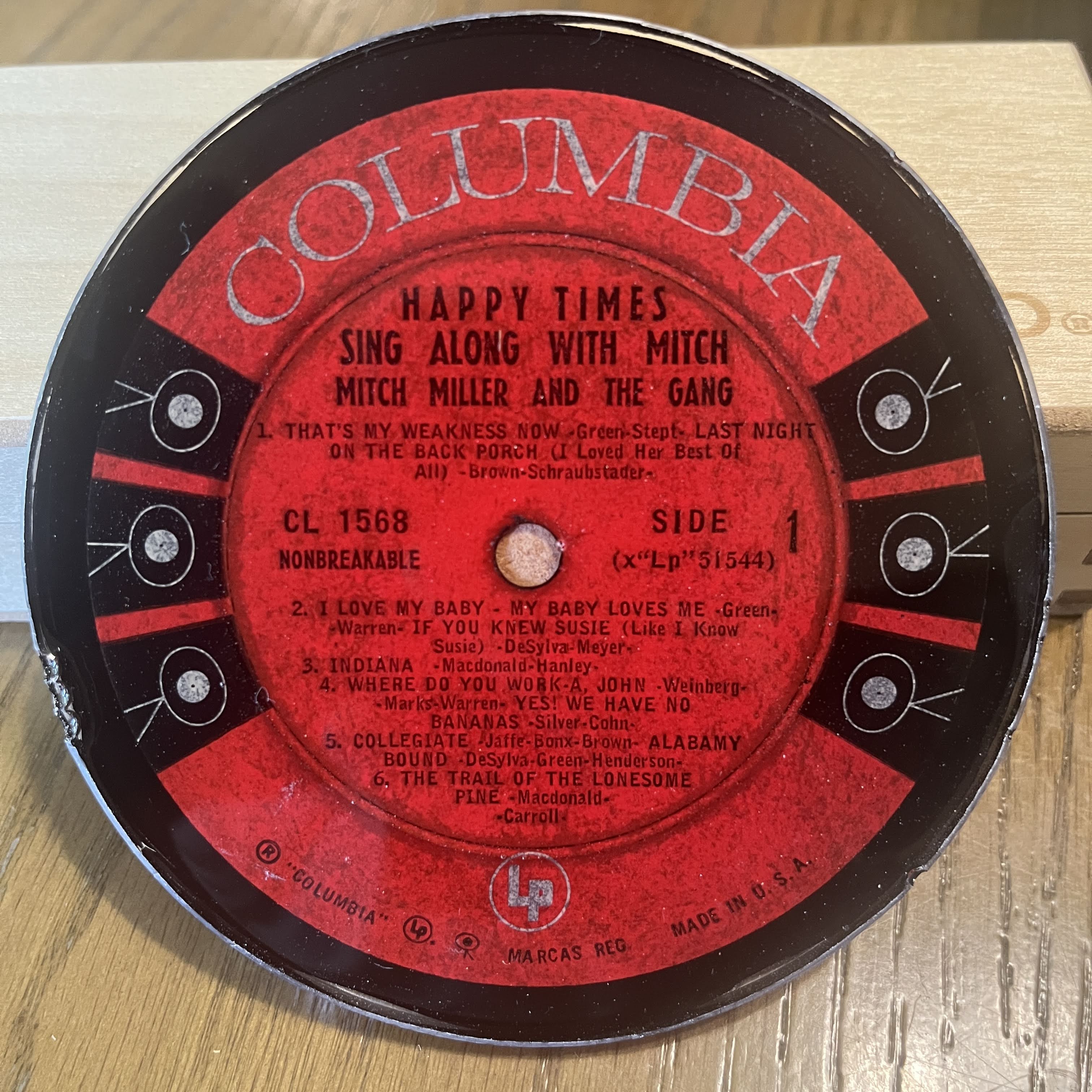Handmade Vintage Vinyl Record Label Resin Coaster - Mitch Miller and the Gang