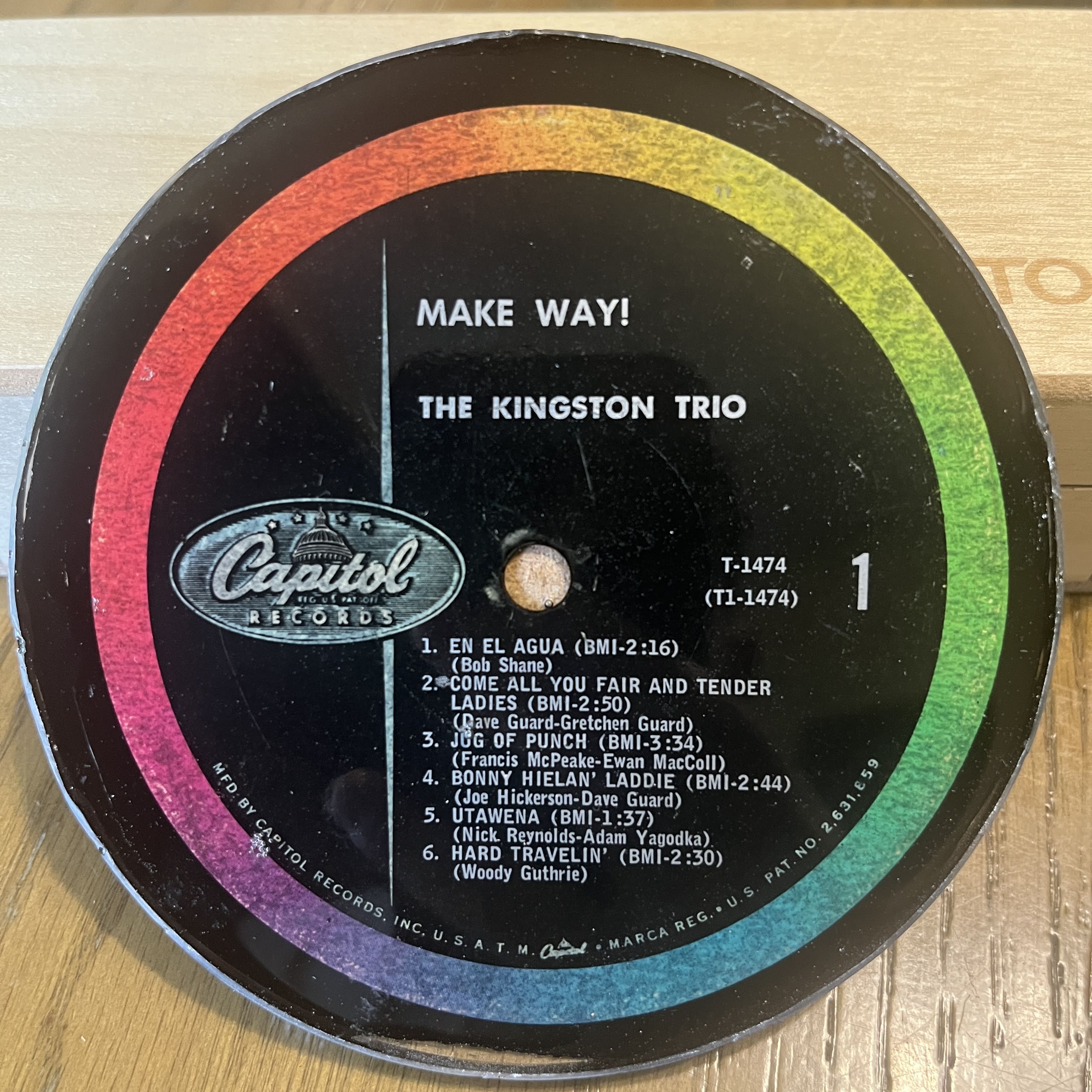 Handmade Vintage Vinyl Record Label Resin Coaster - The Kingston Trio