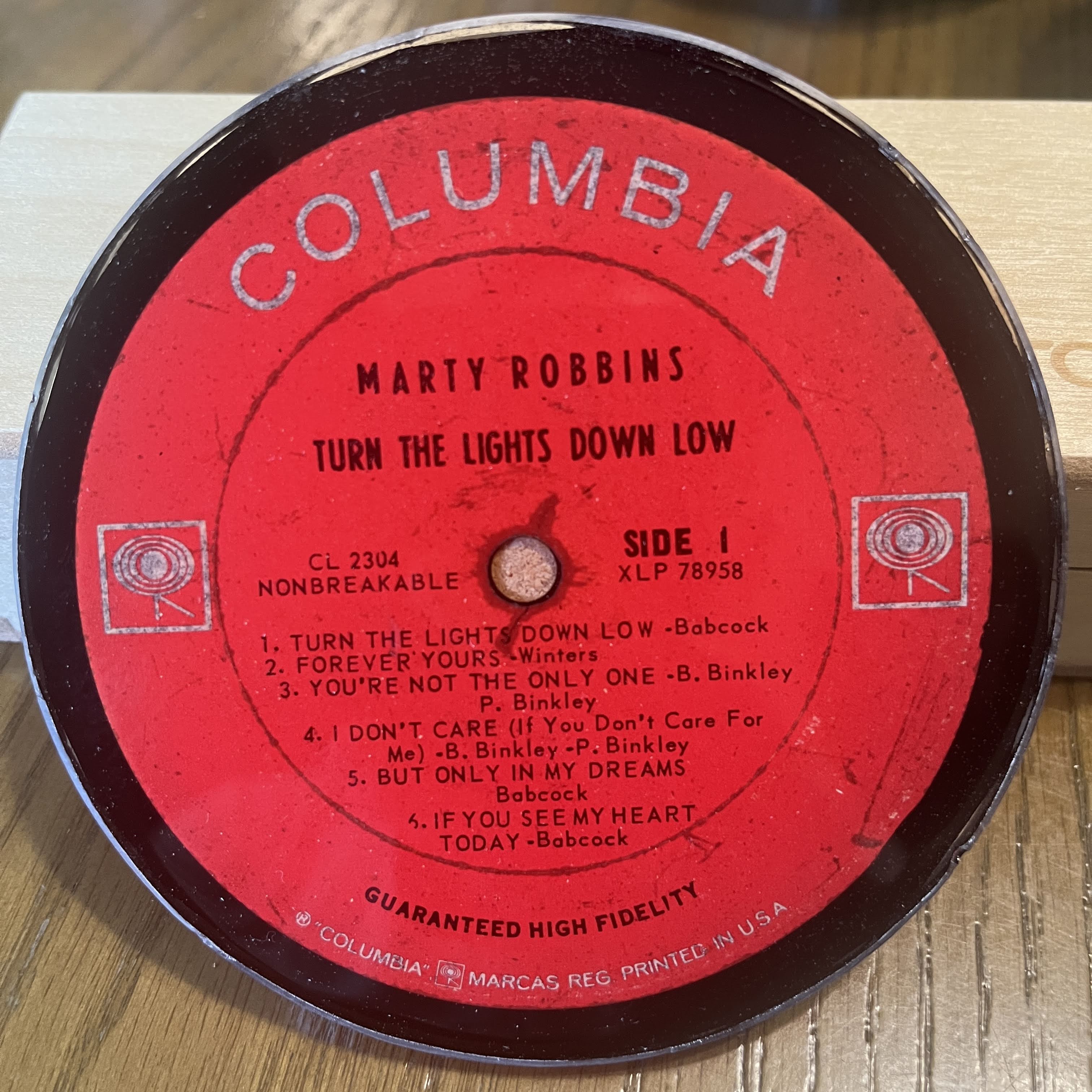 Handmade Vintage Vinyl Record Label Resin Coaster - Marty Robbins