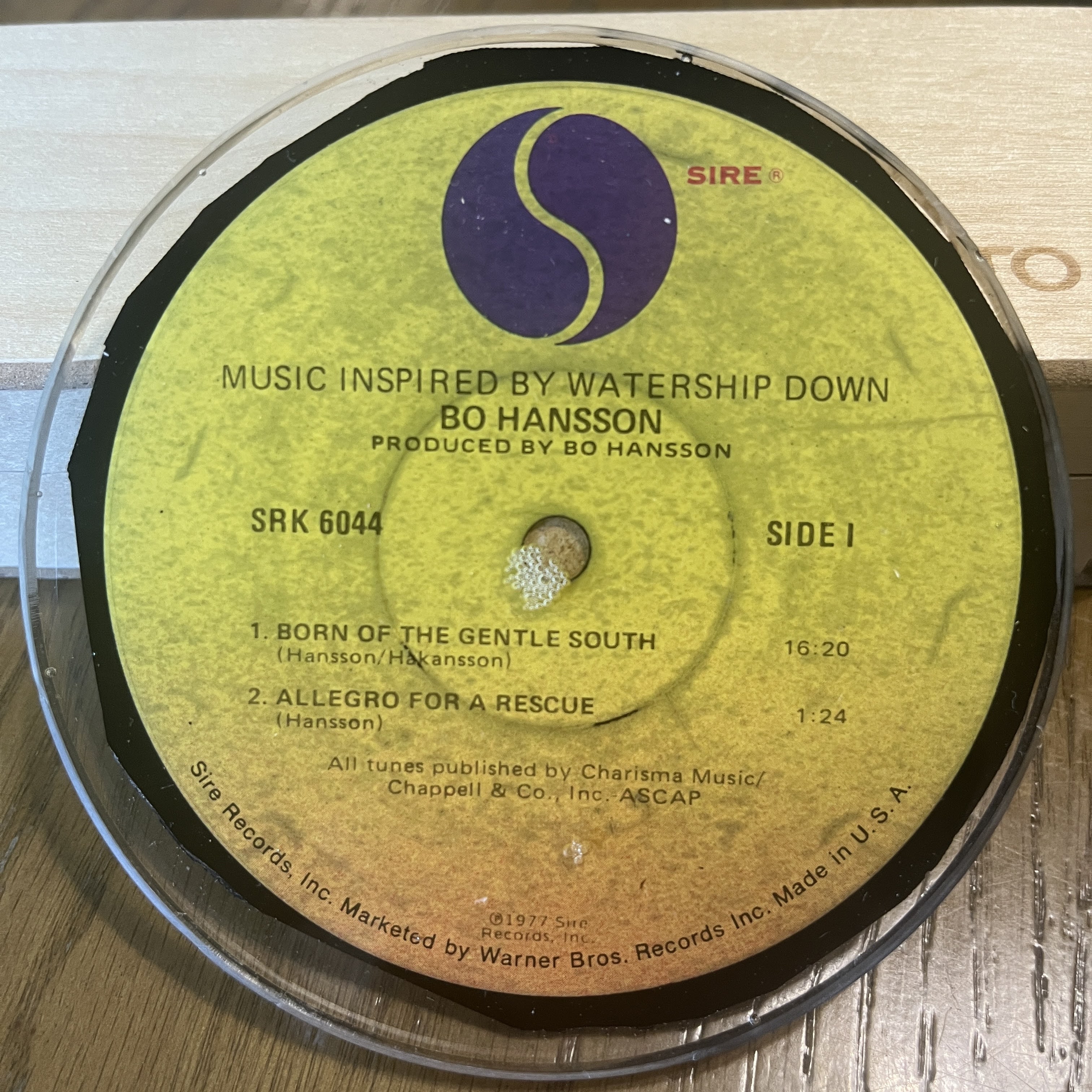 Handmade Vintage Vinyl Record Label Resin Coaster - Bo Hansson