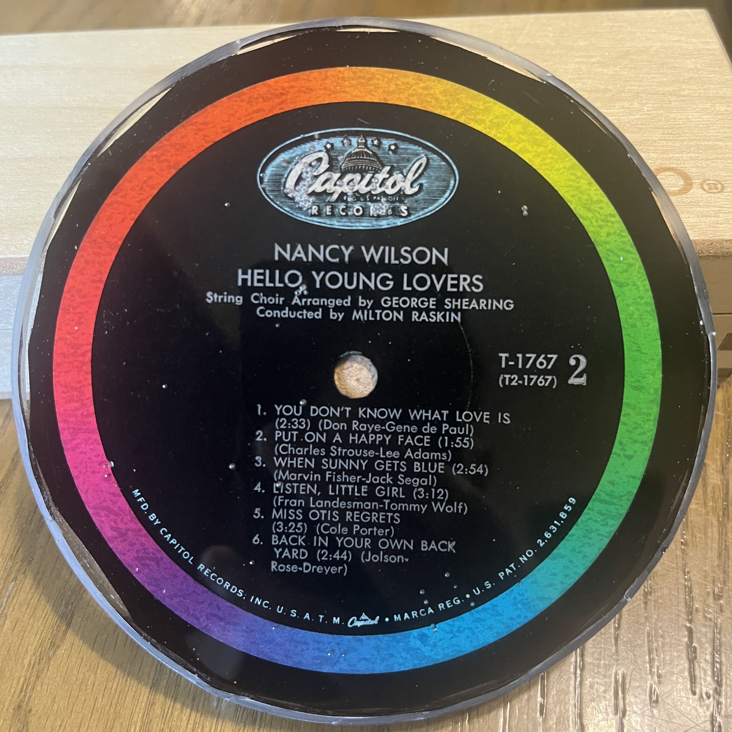 Handmade Vintage Vinyl Record Label Resin Coaster - Nancy Wilson