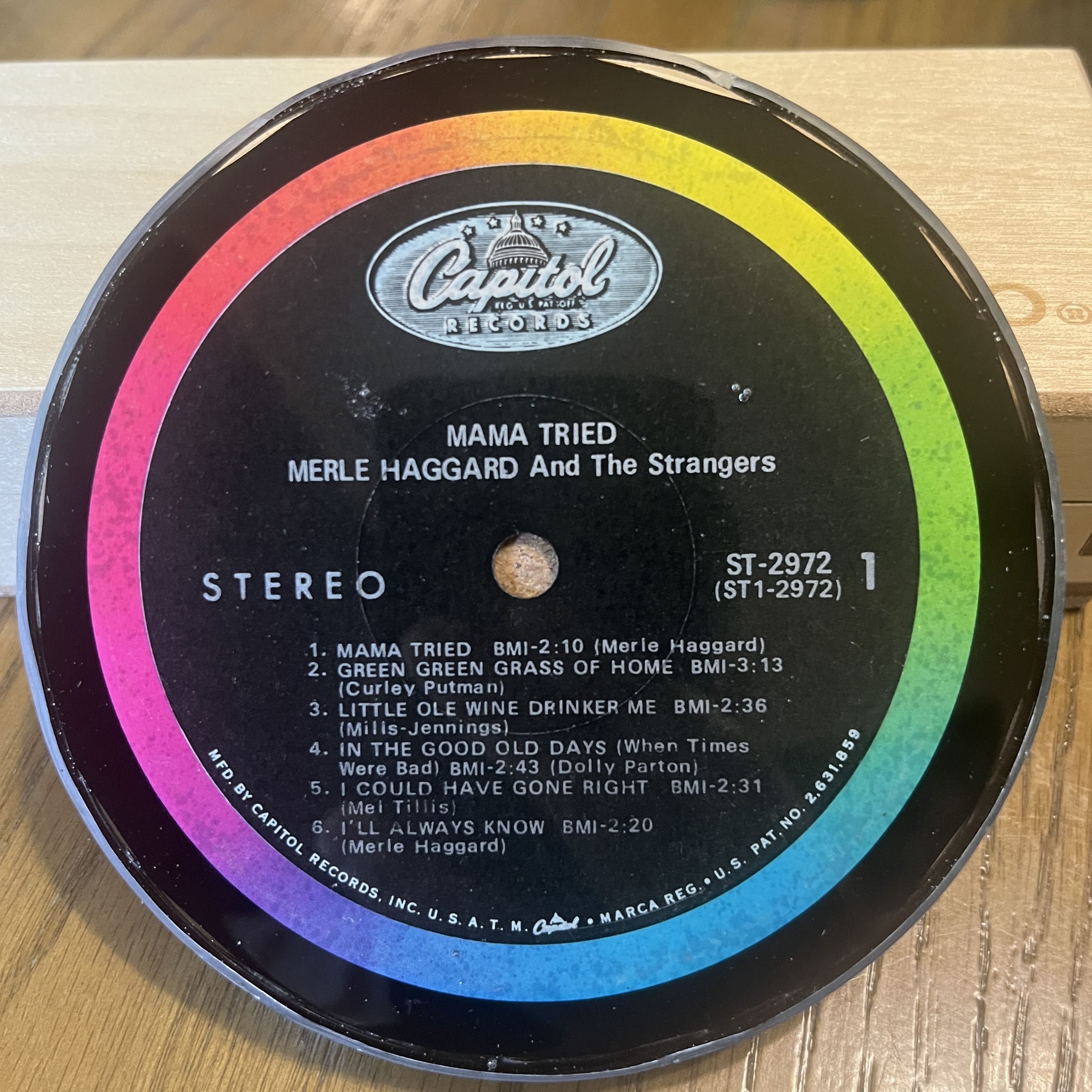 Handmade Vintage Vinyl Record Label Resin Coaster - Mama Tried