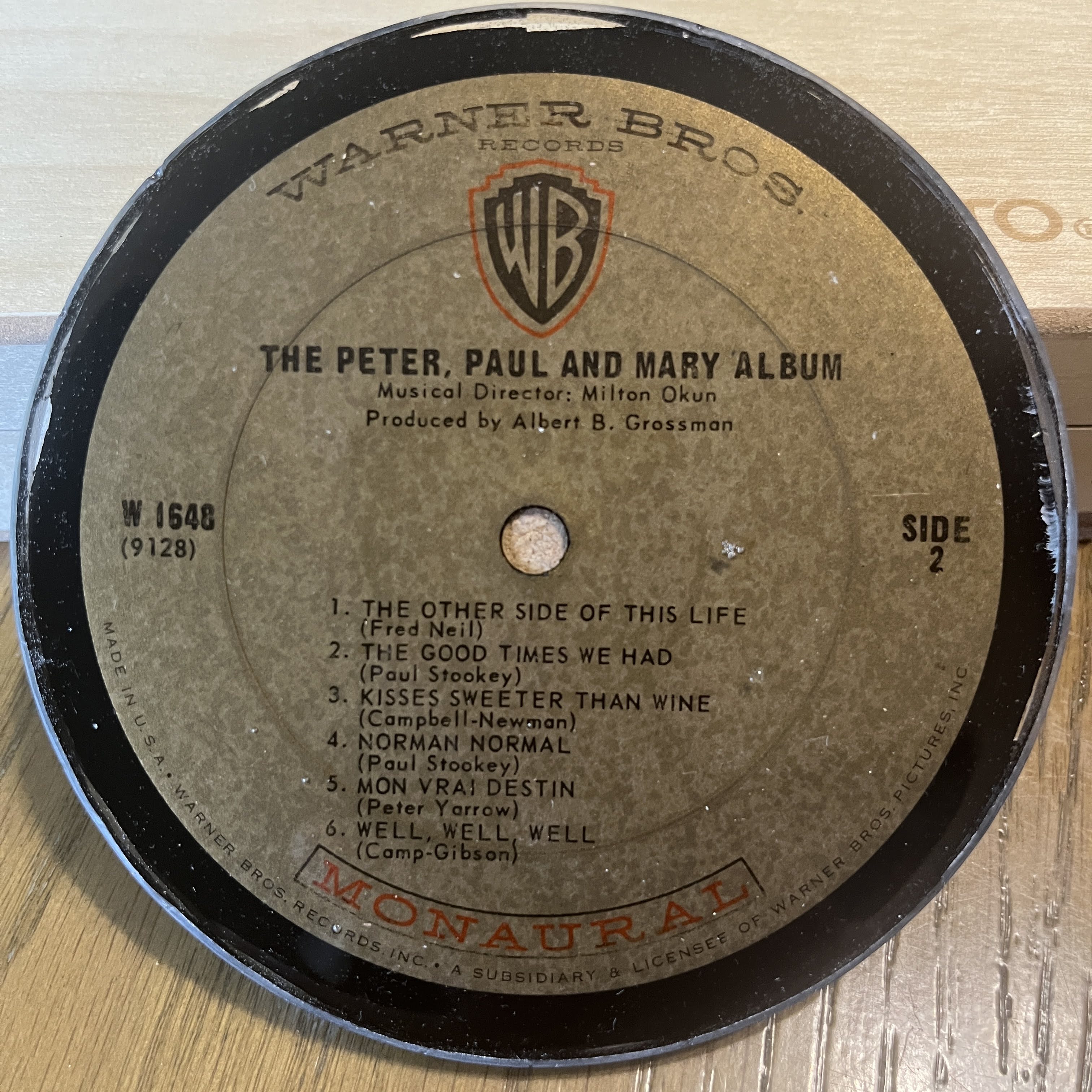 Handmade Vintage Vinyl Record Label Resin Coaster - Peter, Paul and Mary