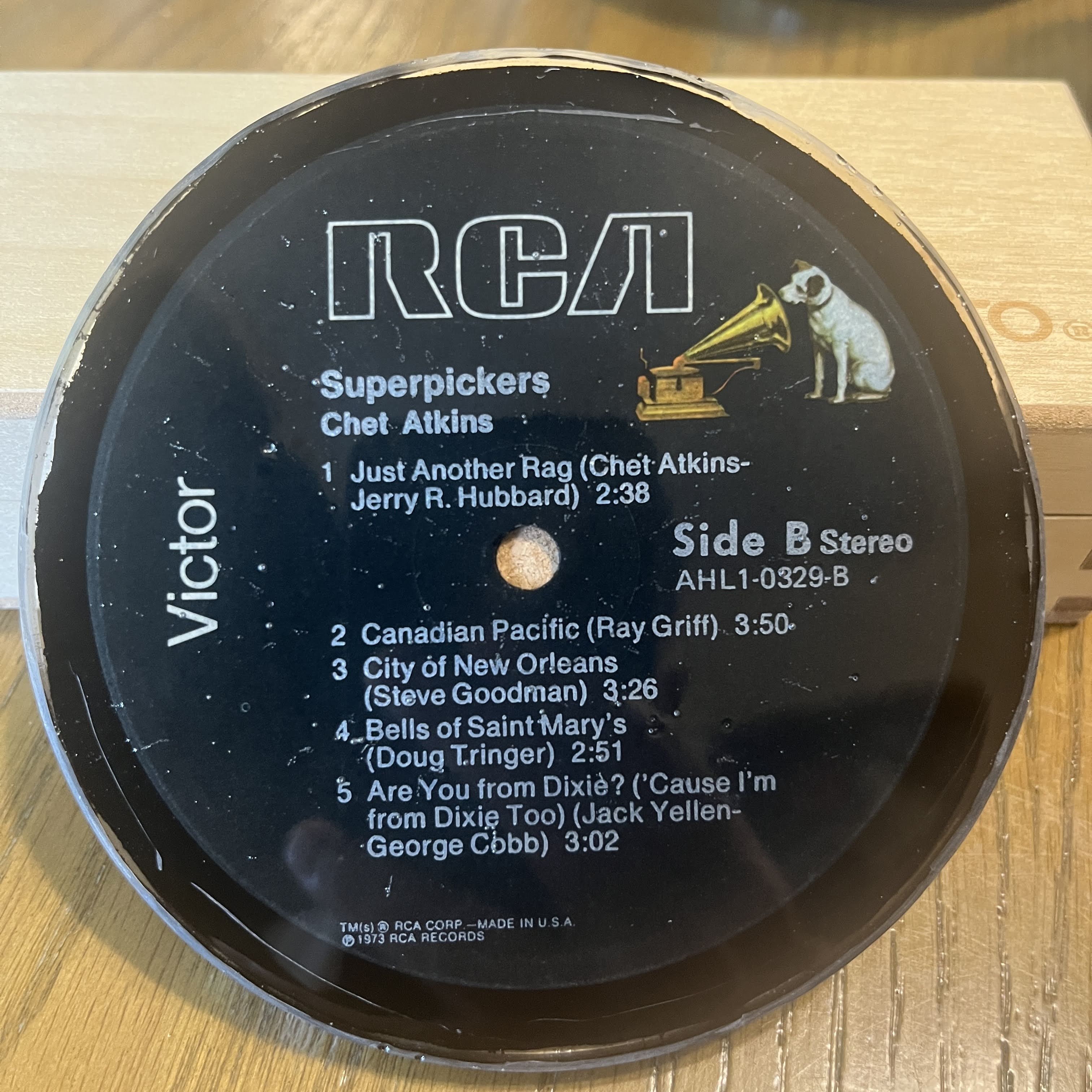 Handmade Vintage Vinyl Record Label Resin Coaster - Chet Atkins