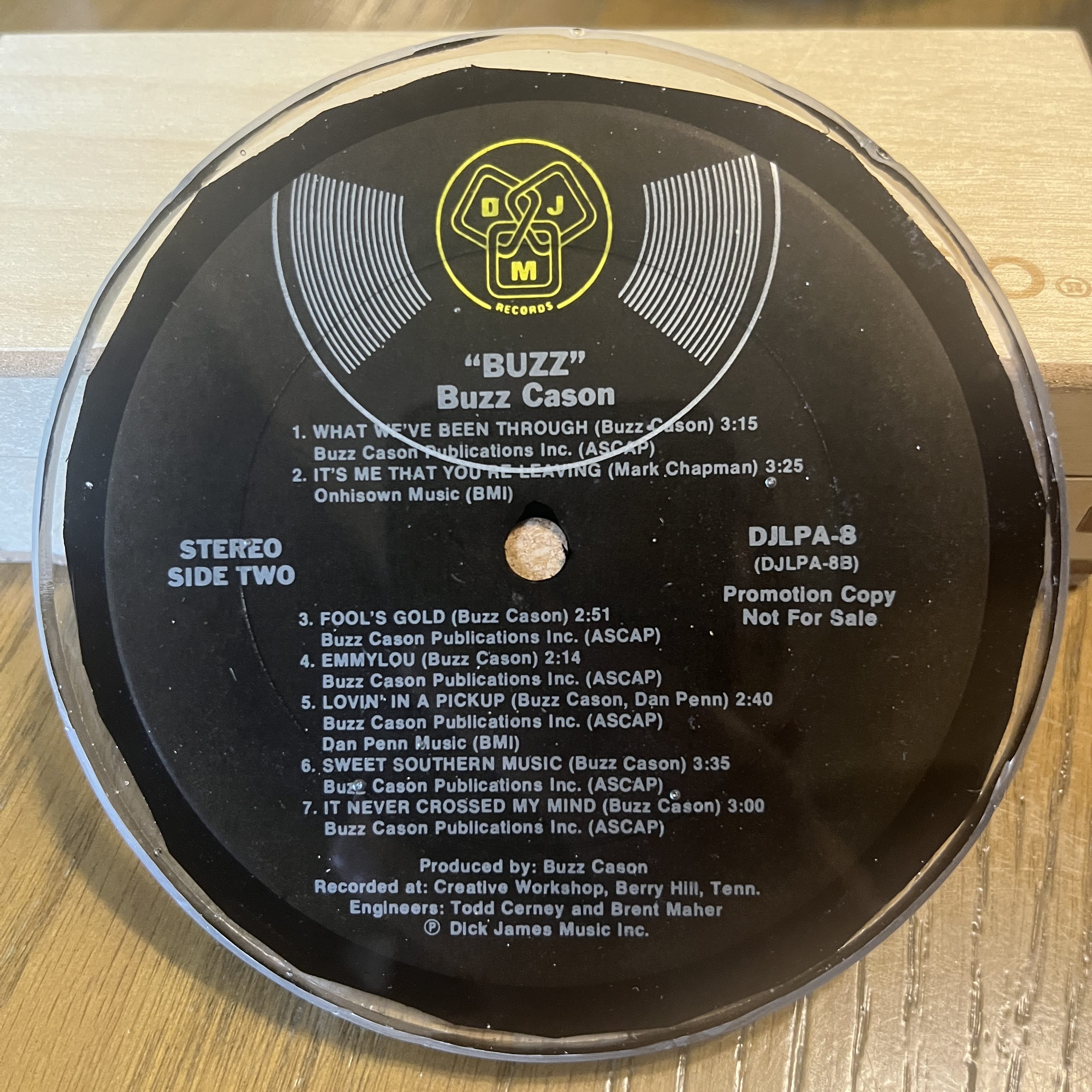 Handmade Vintage Vinyl Record Label Resin Coaster - Buzz Cason