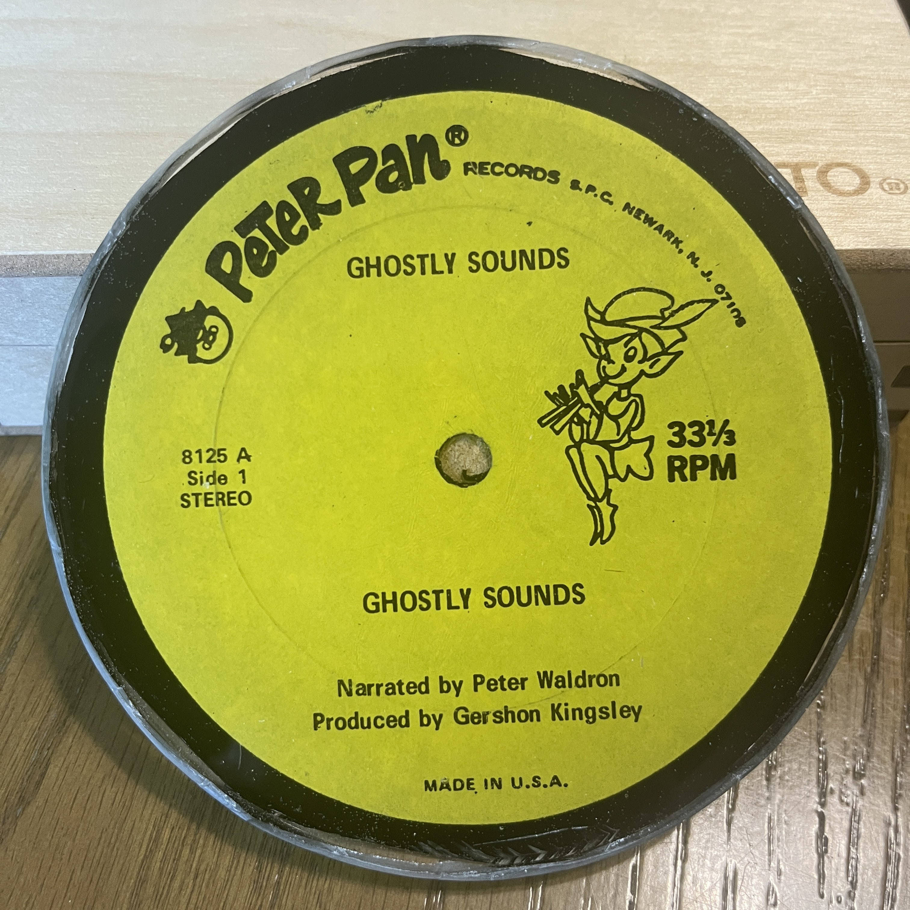 Handmade Vintage Vinyl Record Label Resin Coaster - Ghostly Sounds