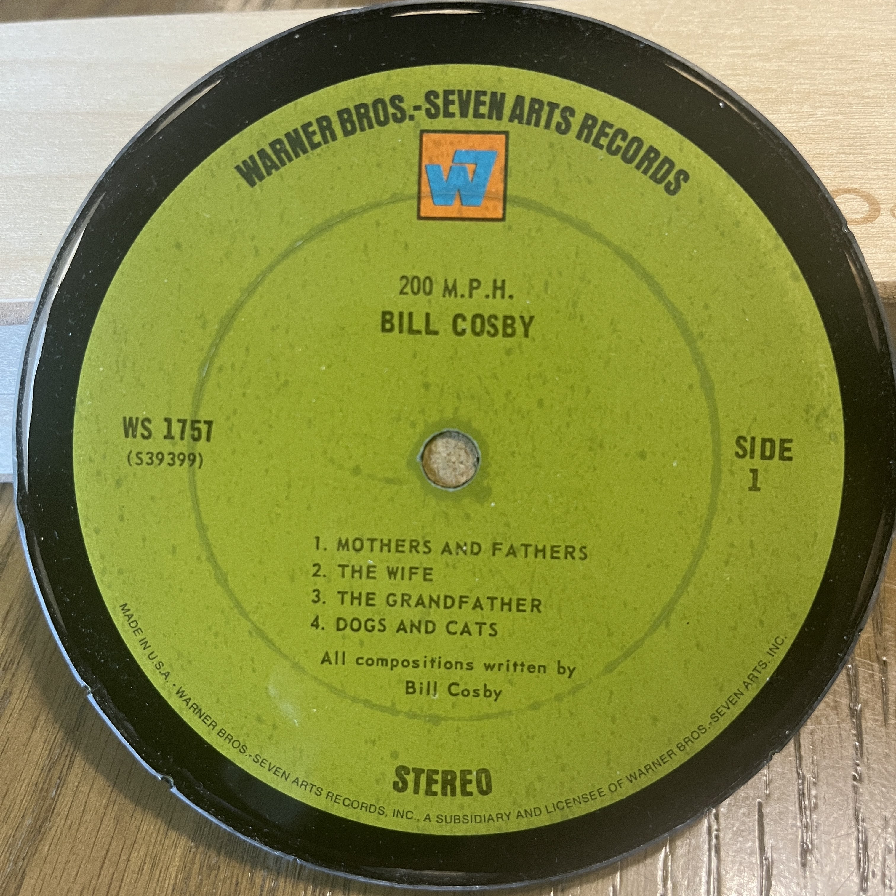 Handmade Vintage Vinyl Record Label Resin Coaster - Bill Cosby