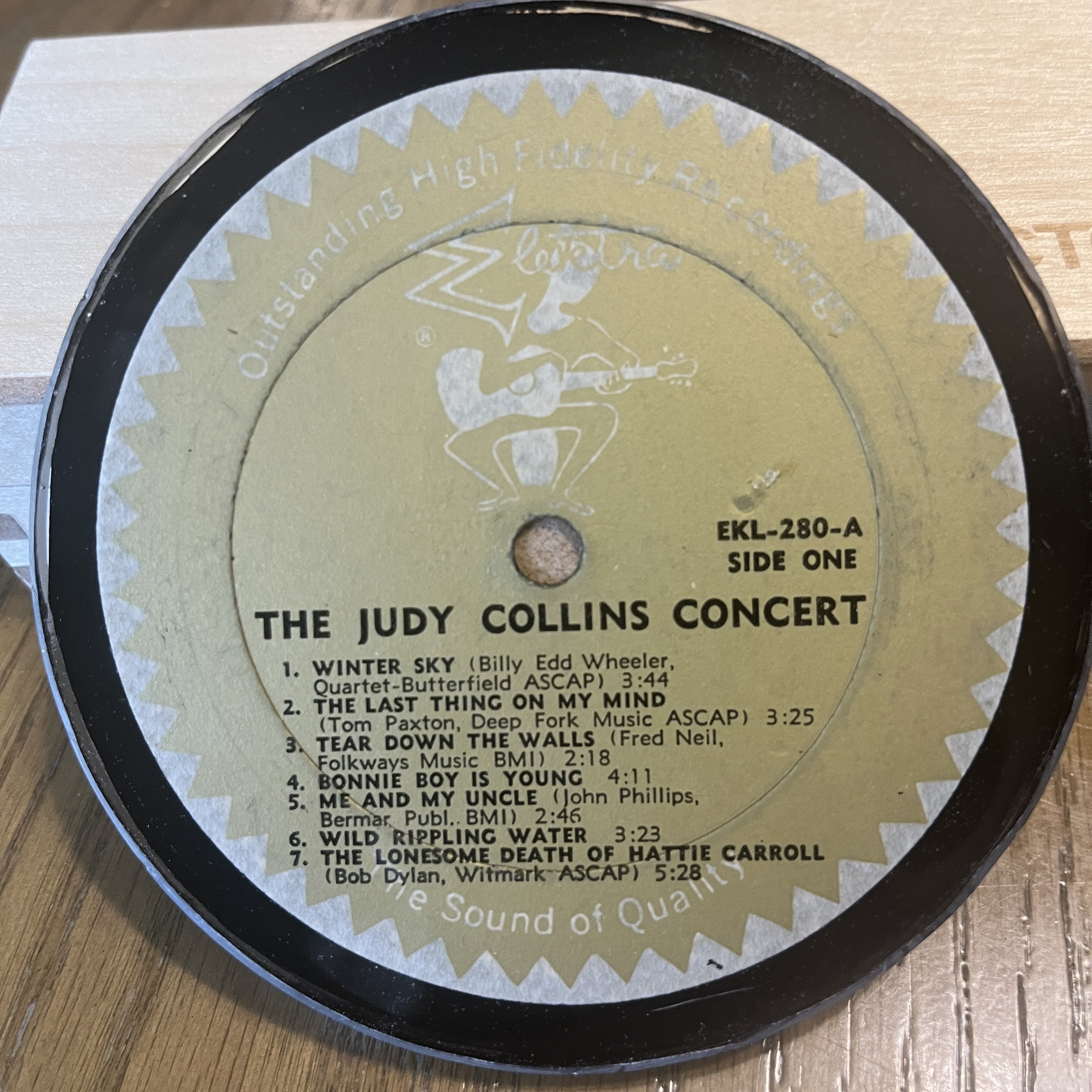 Handmade Vintage Vinyl Record Label Resin Coaster - Judy Collins