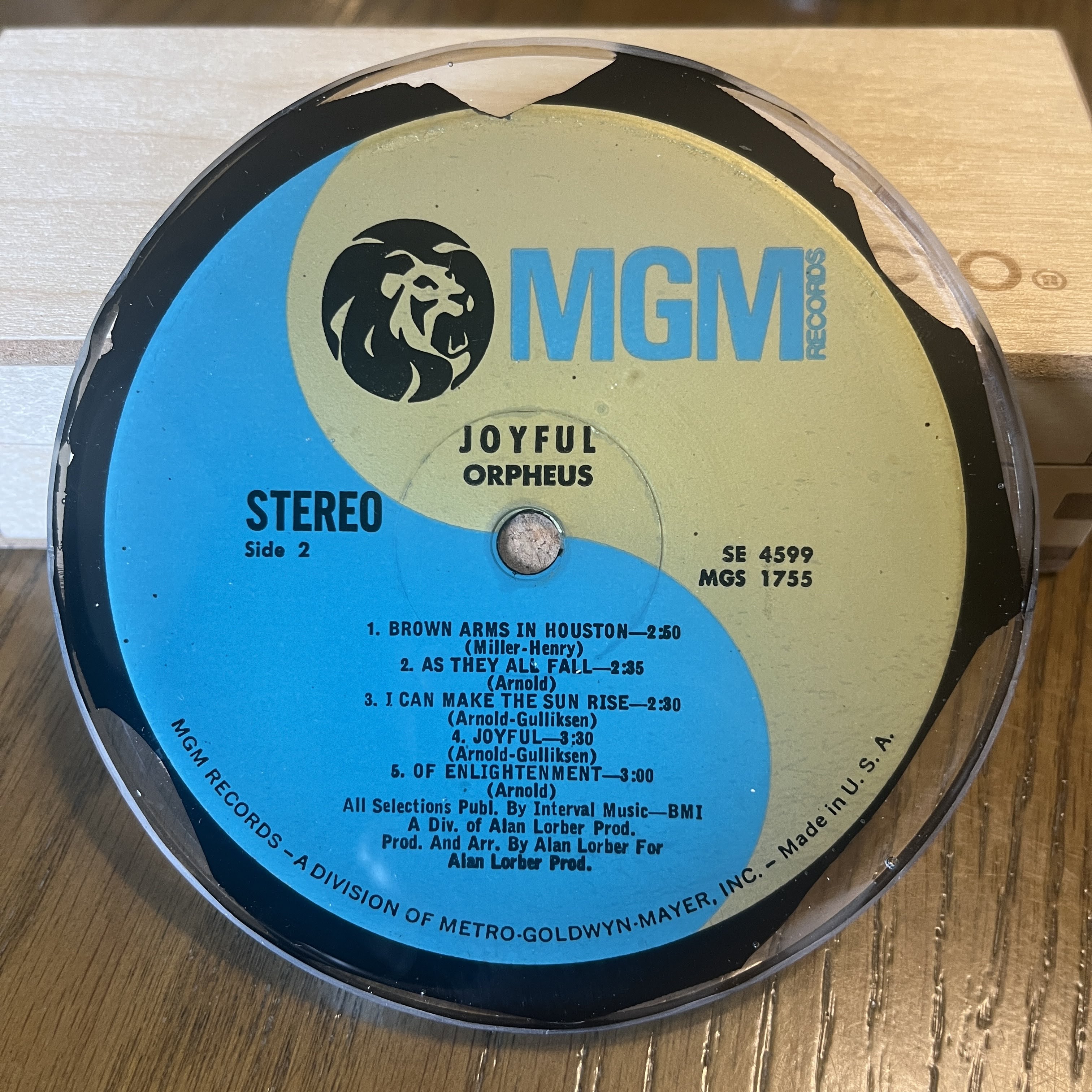 Handmade Vintage Vinyl Record Label Resin Coaster - Orpheus