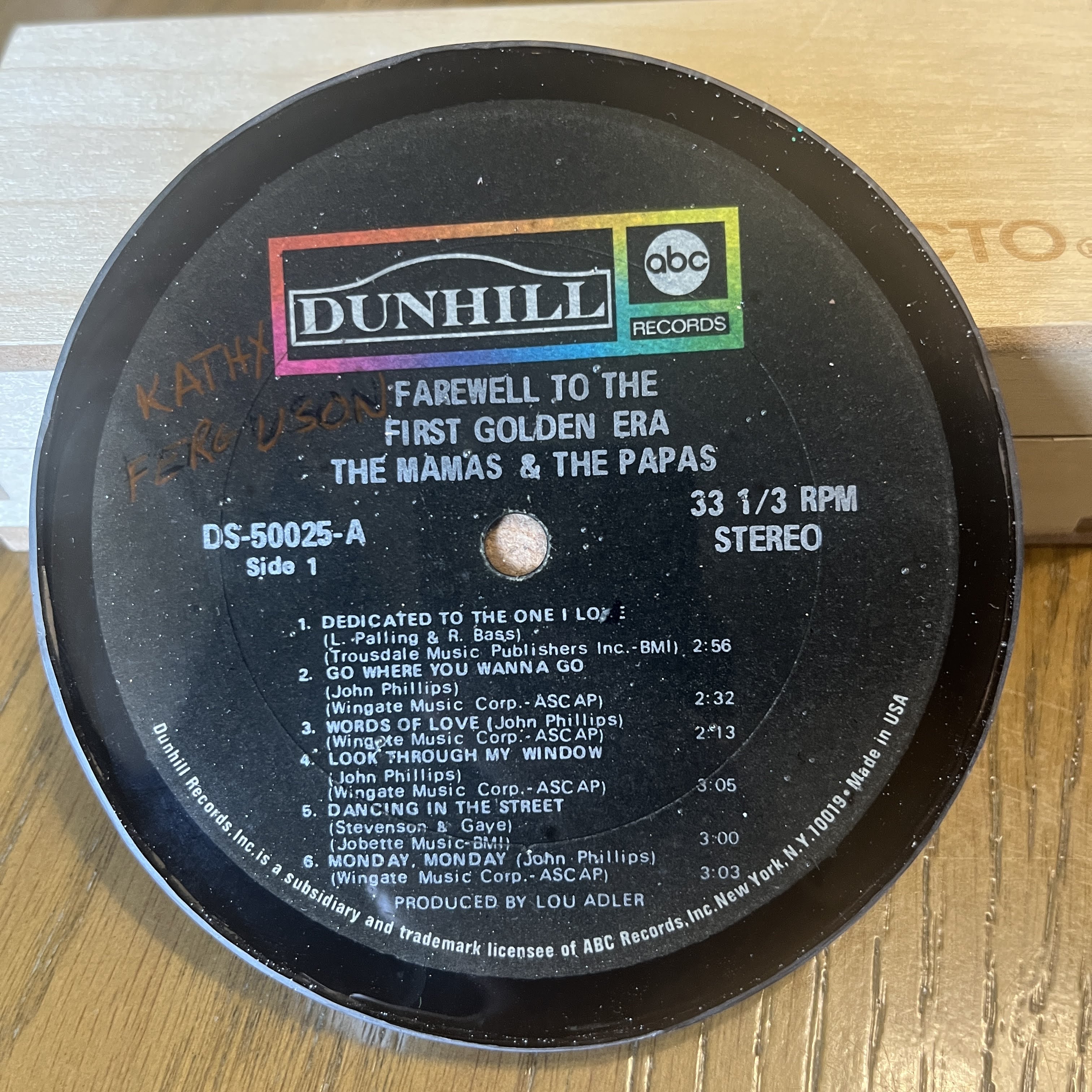 Handmade Vintage Vinyl Record Label Resin Coaster - The Mamas & The Papas