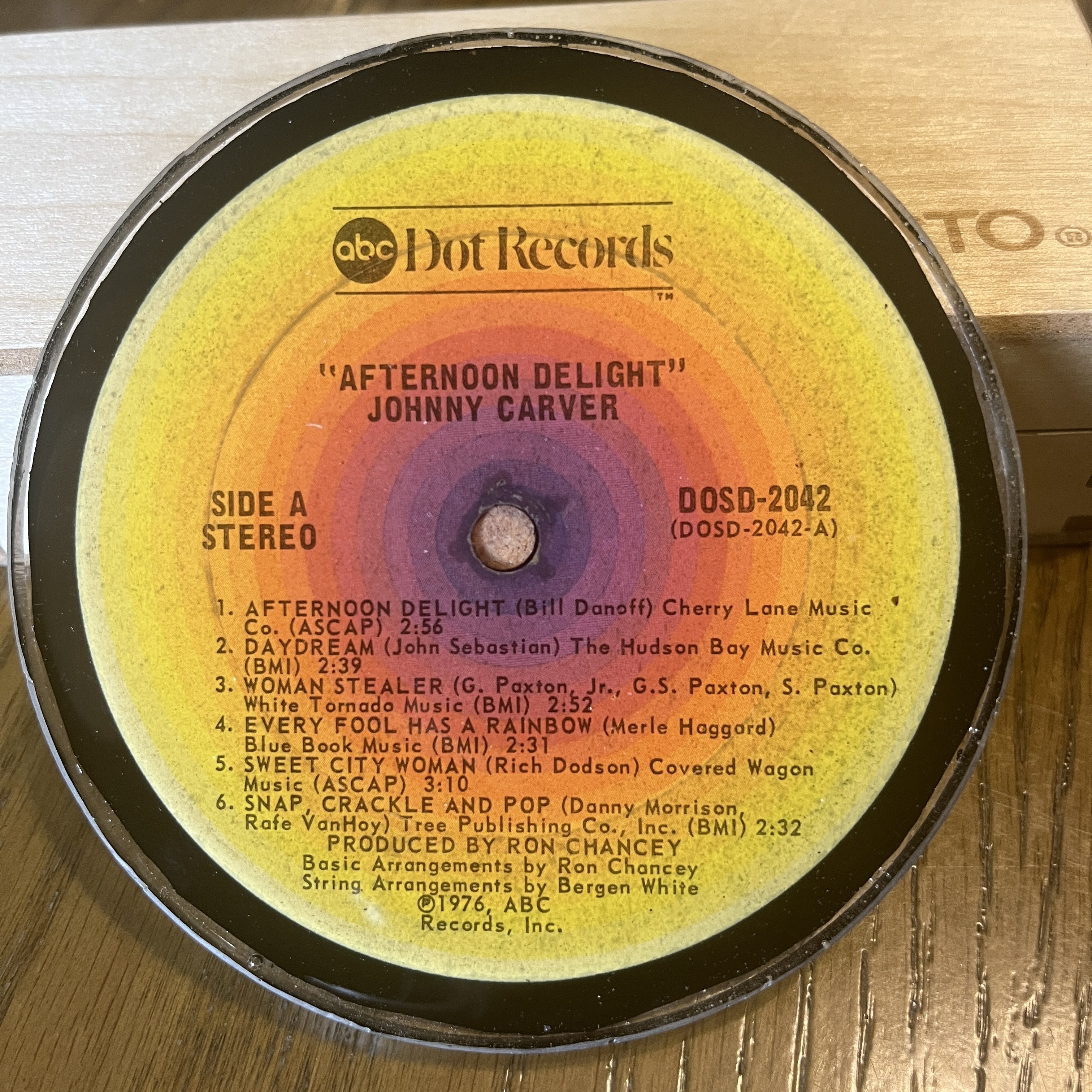 Handmade Vintage Vinyl Record Label Resin Coaster - Johnny Carver
